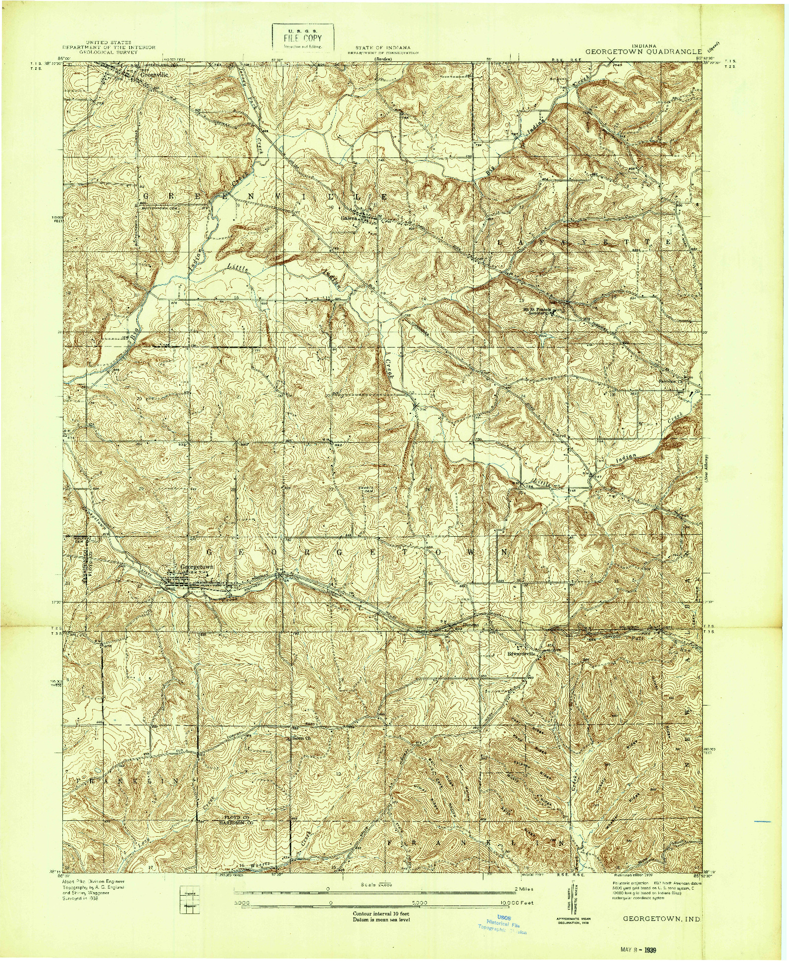 USGS 1:24000-SCALE QUADRANGLE FOR GEORGETOWN, IN 1939