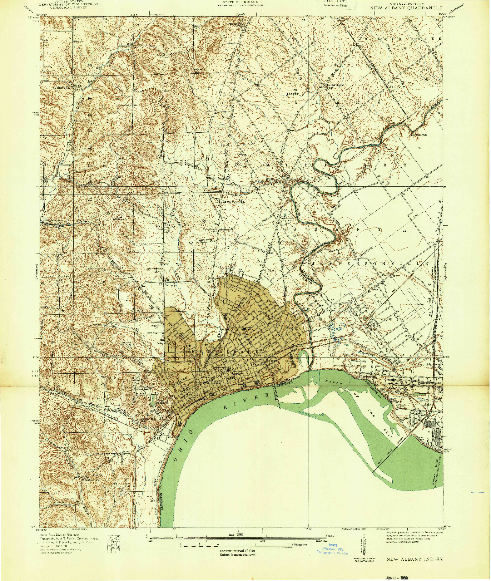 USGS 1:24000-SCALE QUADRANGLE FOR NEW ALBANY, IN 1939