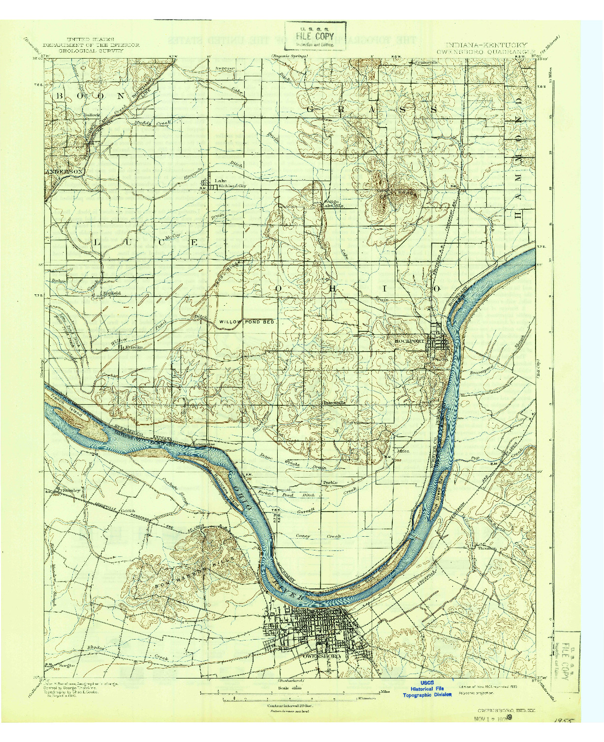 USGS 1:62500-SCALE QUADRANGLE FOR OWENSBORO, IN 1901