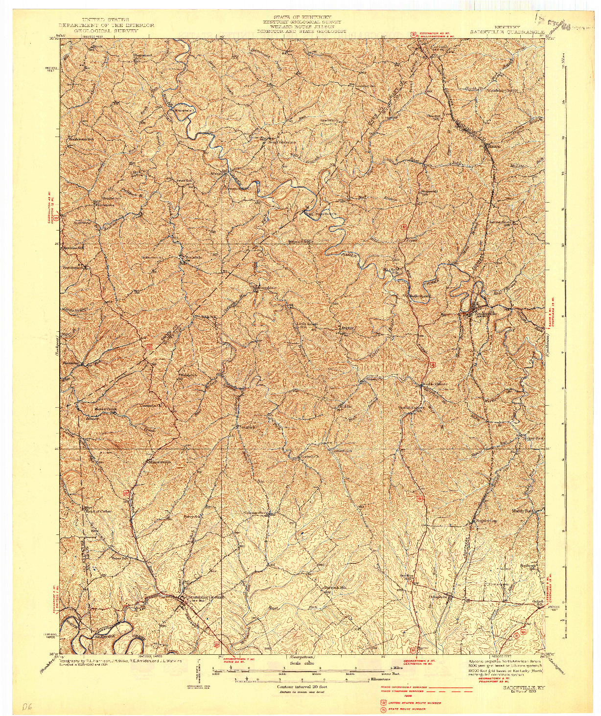 USGS 1:62500-SCALE QUADRANGLE FOR SADIEVILLE, KY 1939