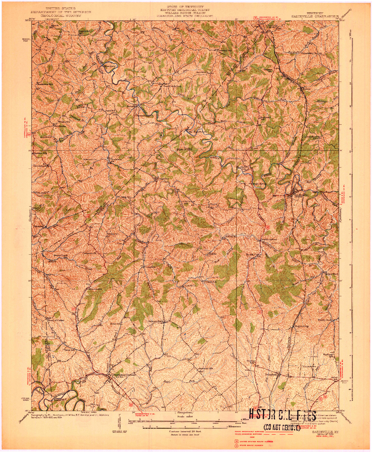 USGS 1:62500-SCALE QUADRANGLE FOR SADIEVILLE, KY 1939