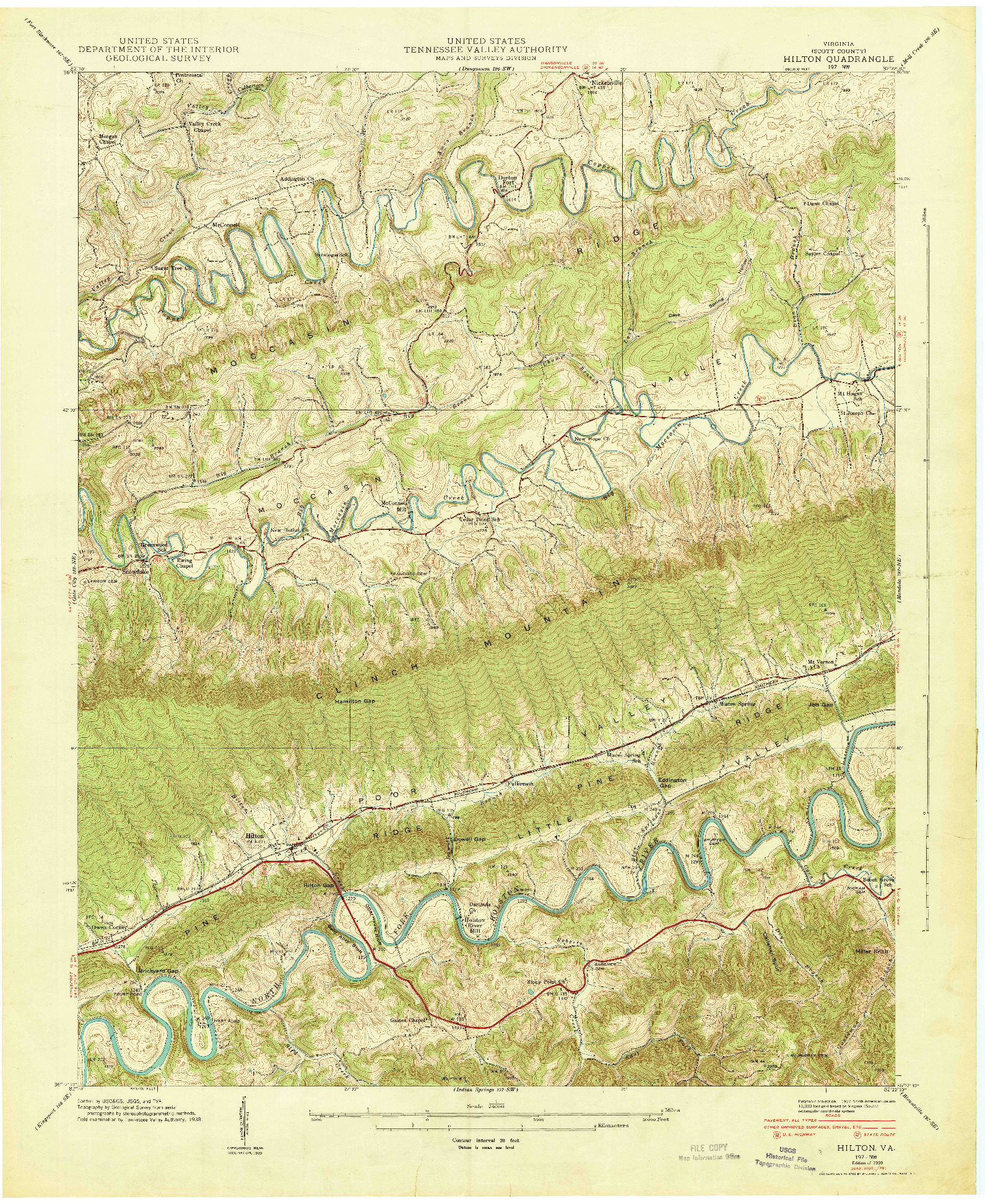 USGS 1:24000-SCALE QUADRANGLE FOR HILTON, VA 1939