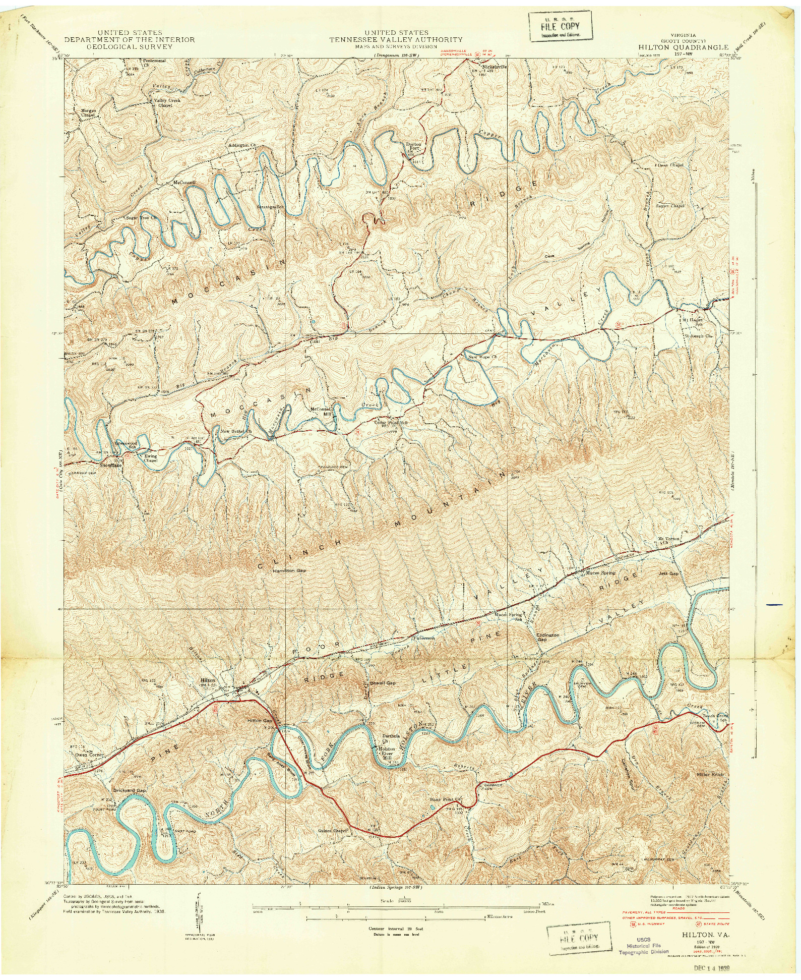 USGS 1:24000-SCALE QUADRANGLE FOR HILTON, VA 1939