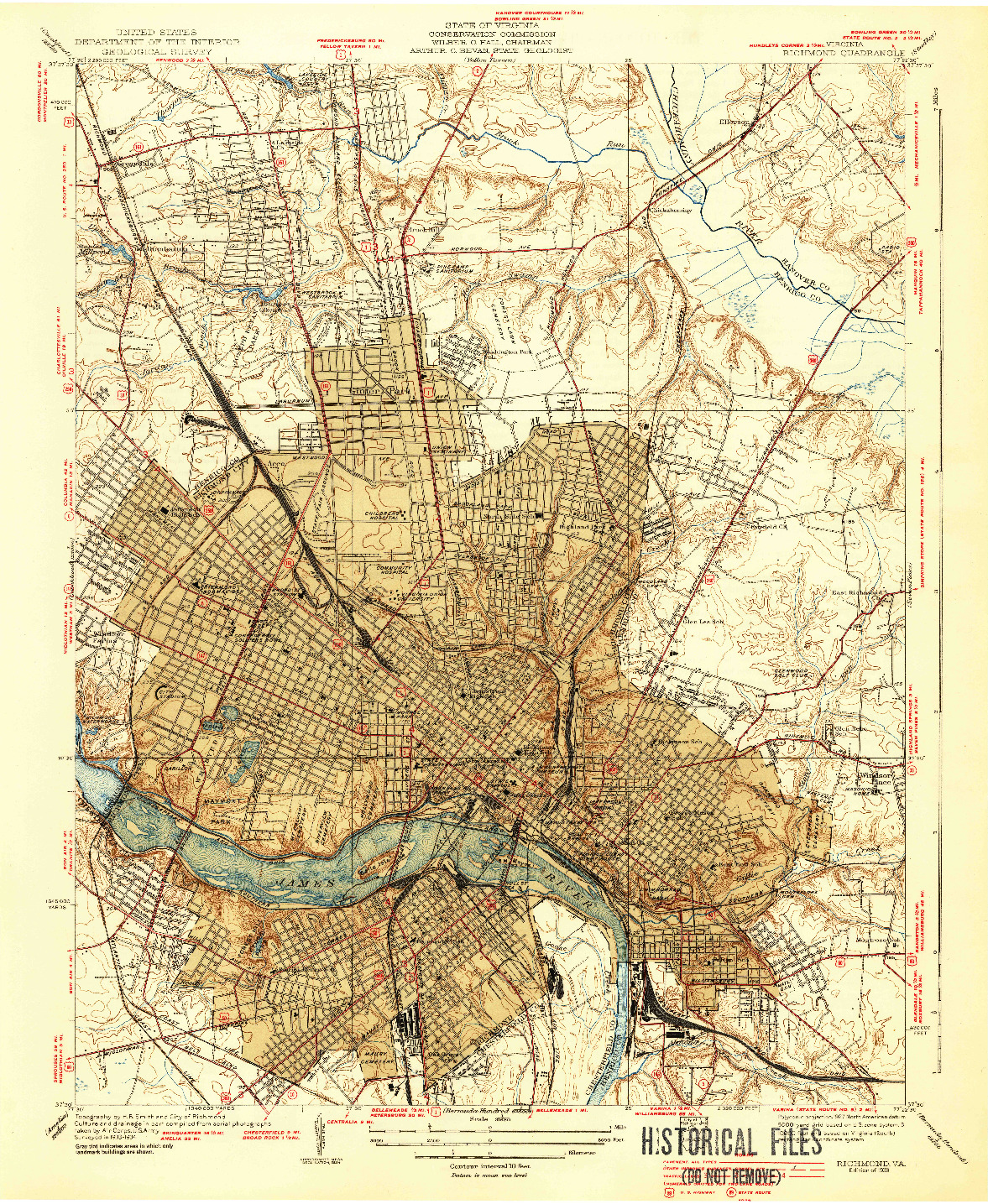 USGS 1:31680-SCALE QUADRANGLE FOR RICHMOND, VA 1939