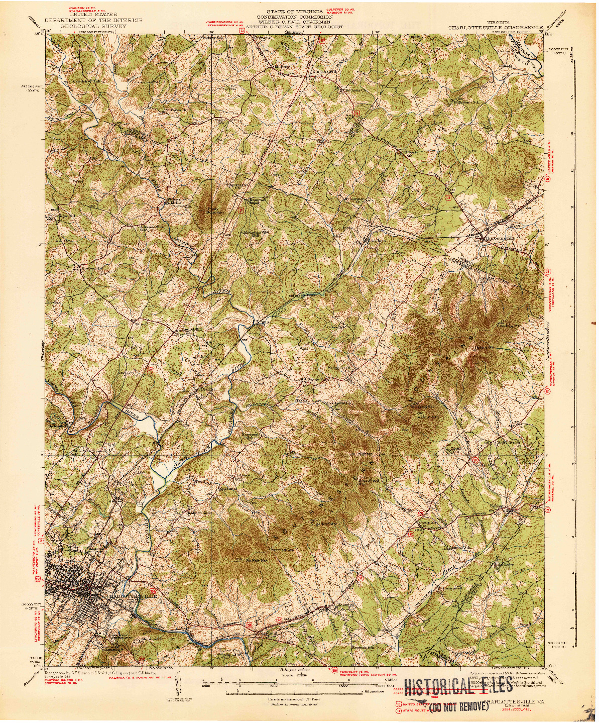 USGS 1:62500-SCALE QUADRANGLE FOR CHARLOTTESVILLE, VA 1939