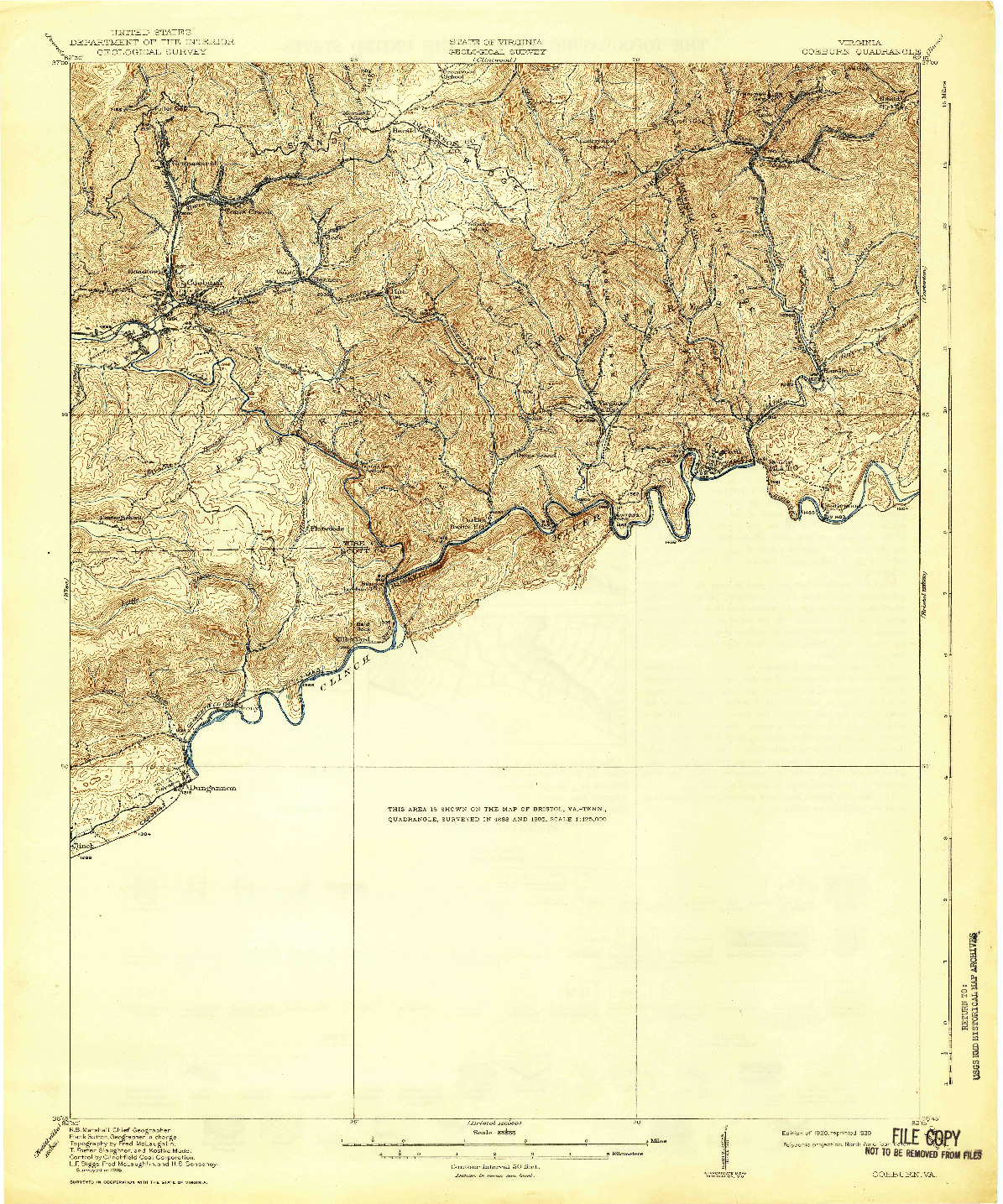 USGS 1:62500-SCALE QUADRANGLE FOR COEBURN, VA 1920