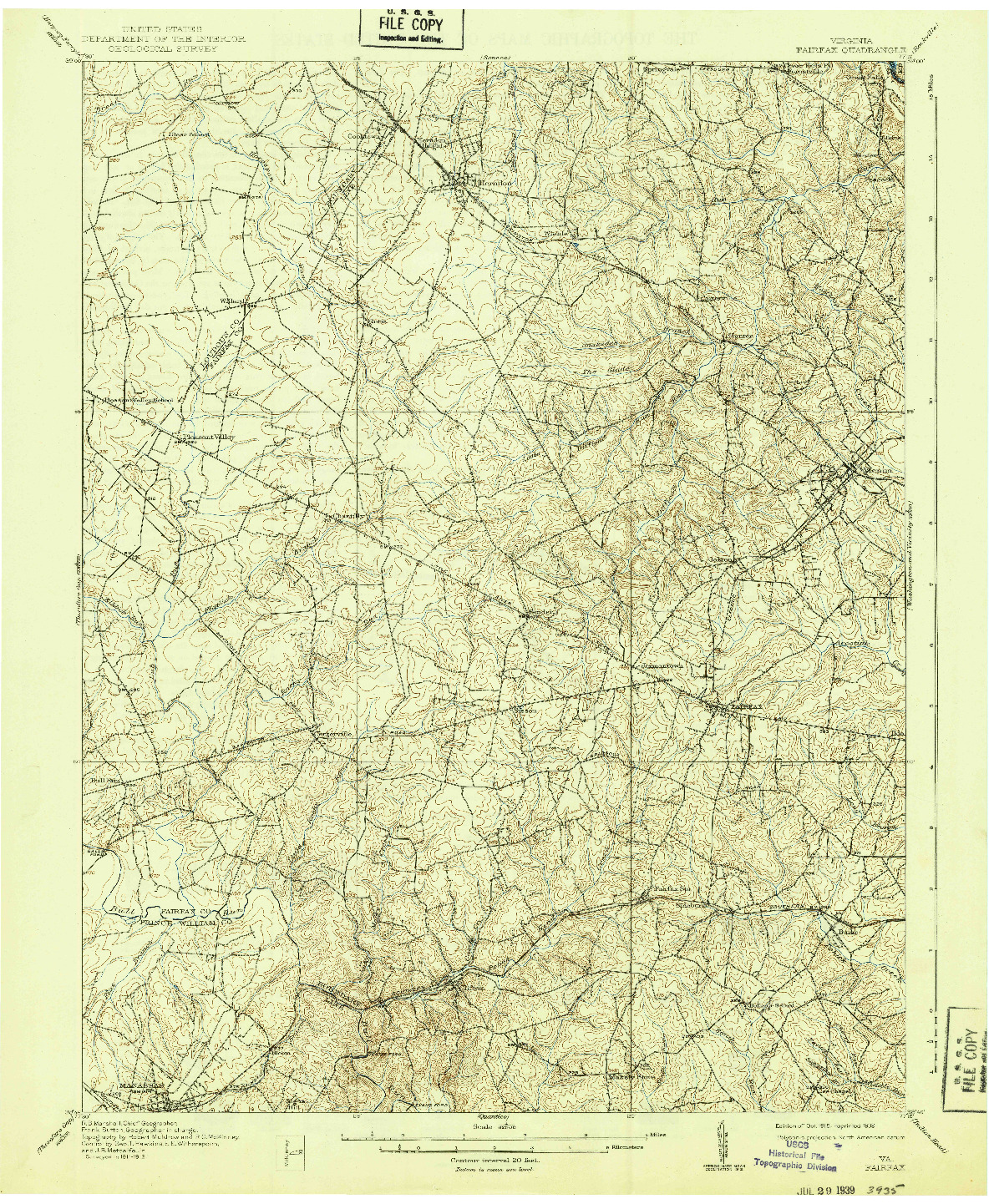 USGS 1:62500-SCALE QUADRANGLE FOR FAIRFAX, VA 1915