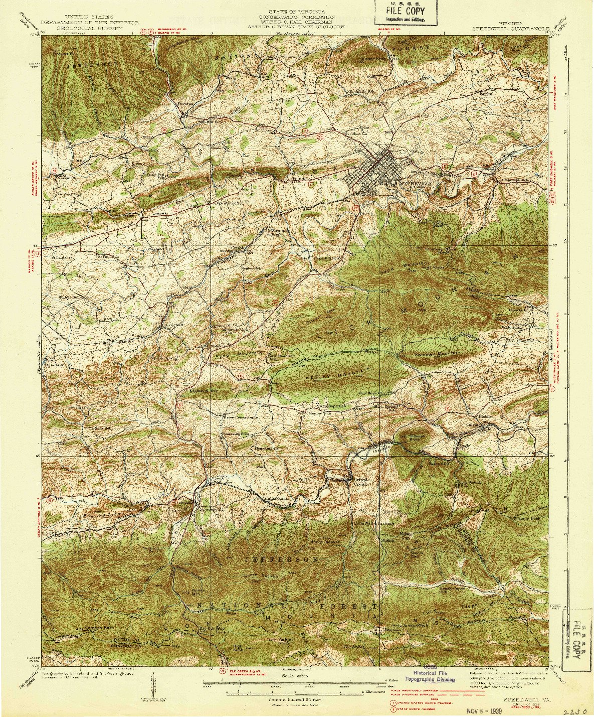 USGS 1:62500-SCALE QUADRANGLE FOR SPEEDWELL, VA 1939