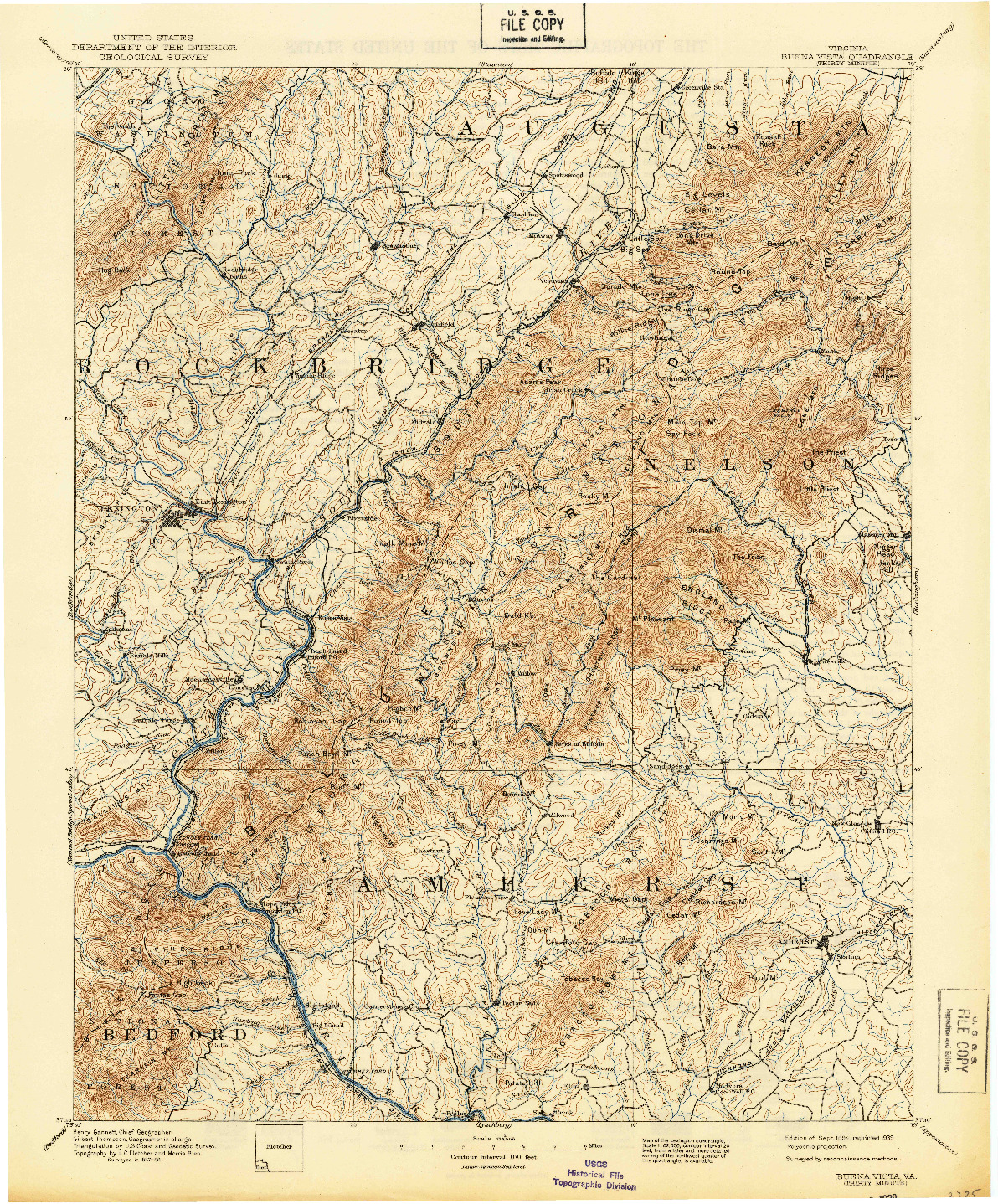 USGS 1:125000-SCALE QUADRANGLE FOR BUENA VISTA, VA 1894