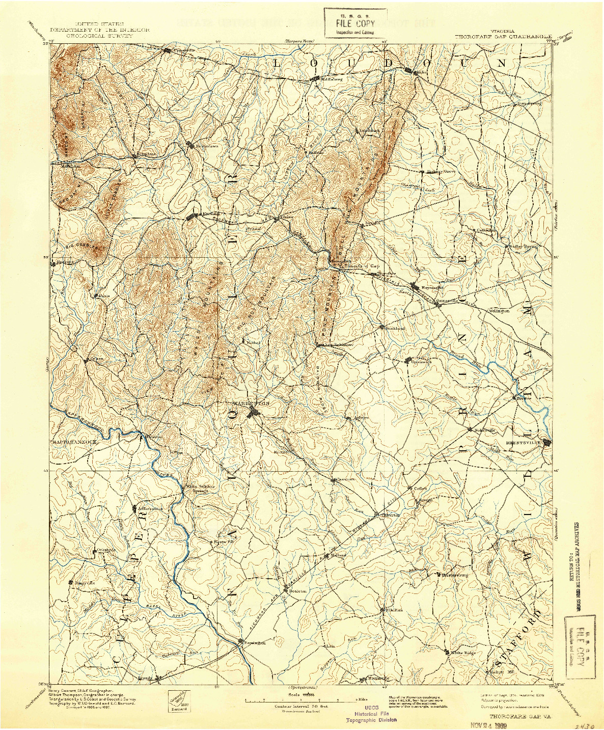 USGS 1:125000-SCALE QUADRANGLE FOR THOROFARE GAP, VA 1894