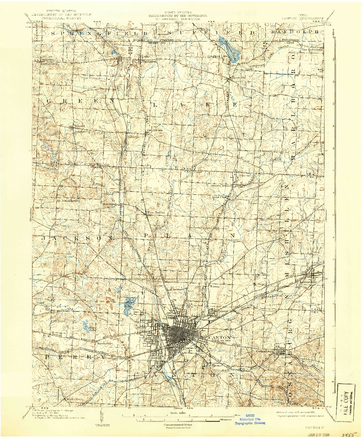 USGS 1:62500-SCALE QUADRANGLE FOR CANTON, OH 1903