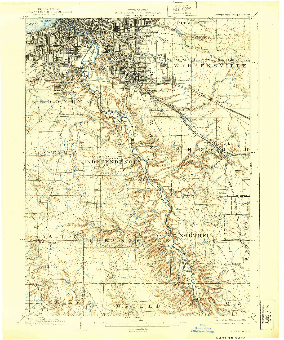 USGS 1:62500-SCALE QUADRANGLE FOR CLEVELAND, OH 1903