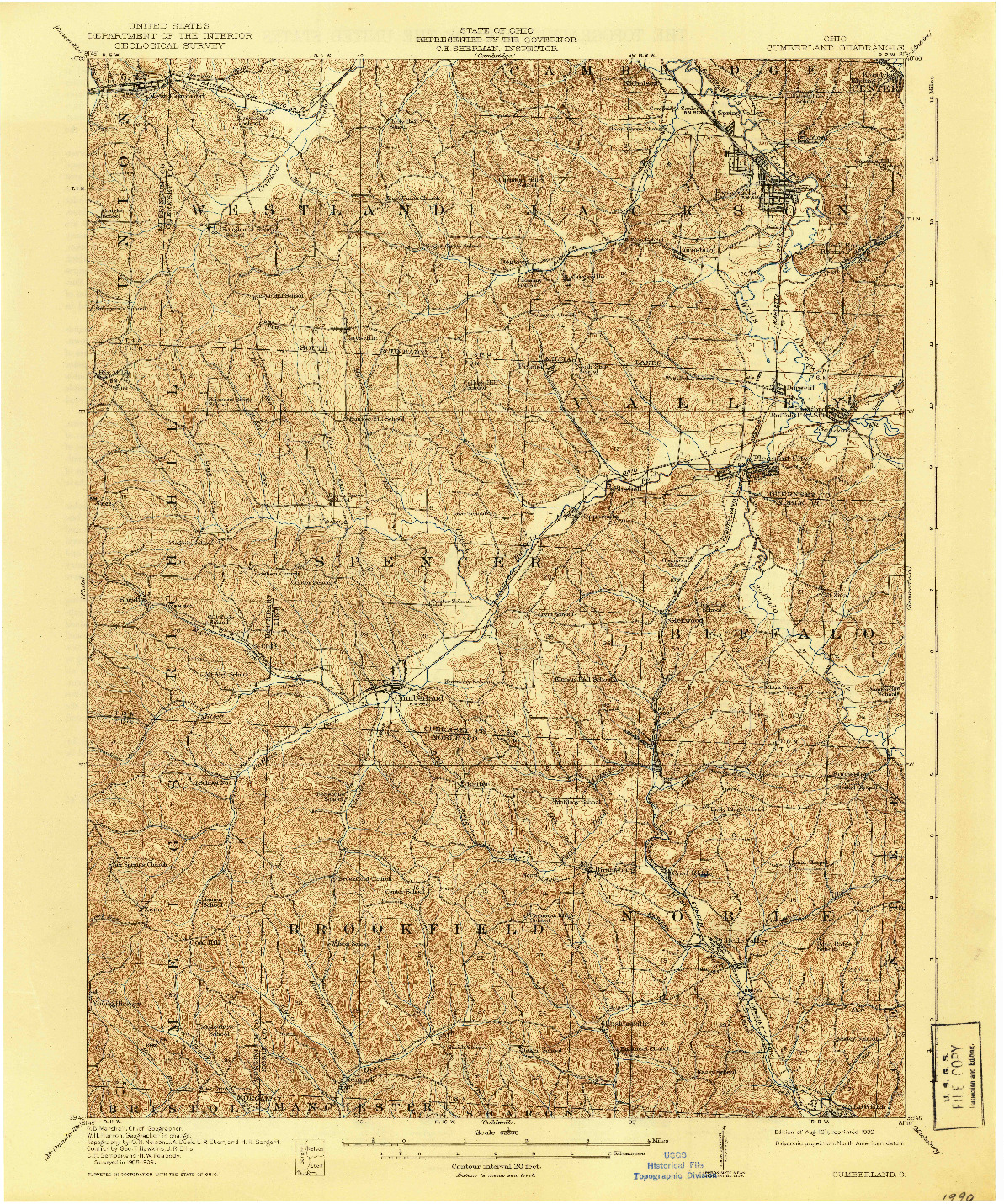 USGS 1:62500-SCALE QUADRANGLE FOR CUMBERLAND, OH 1911