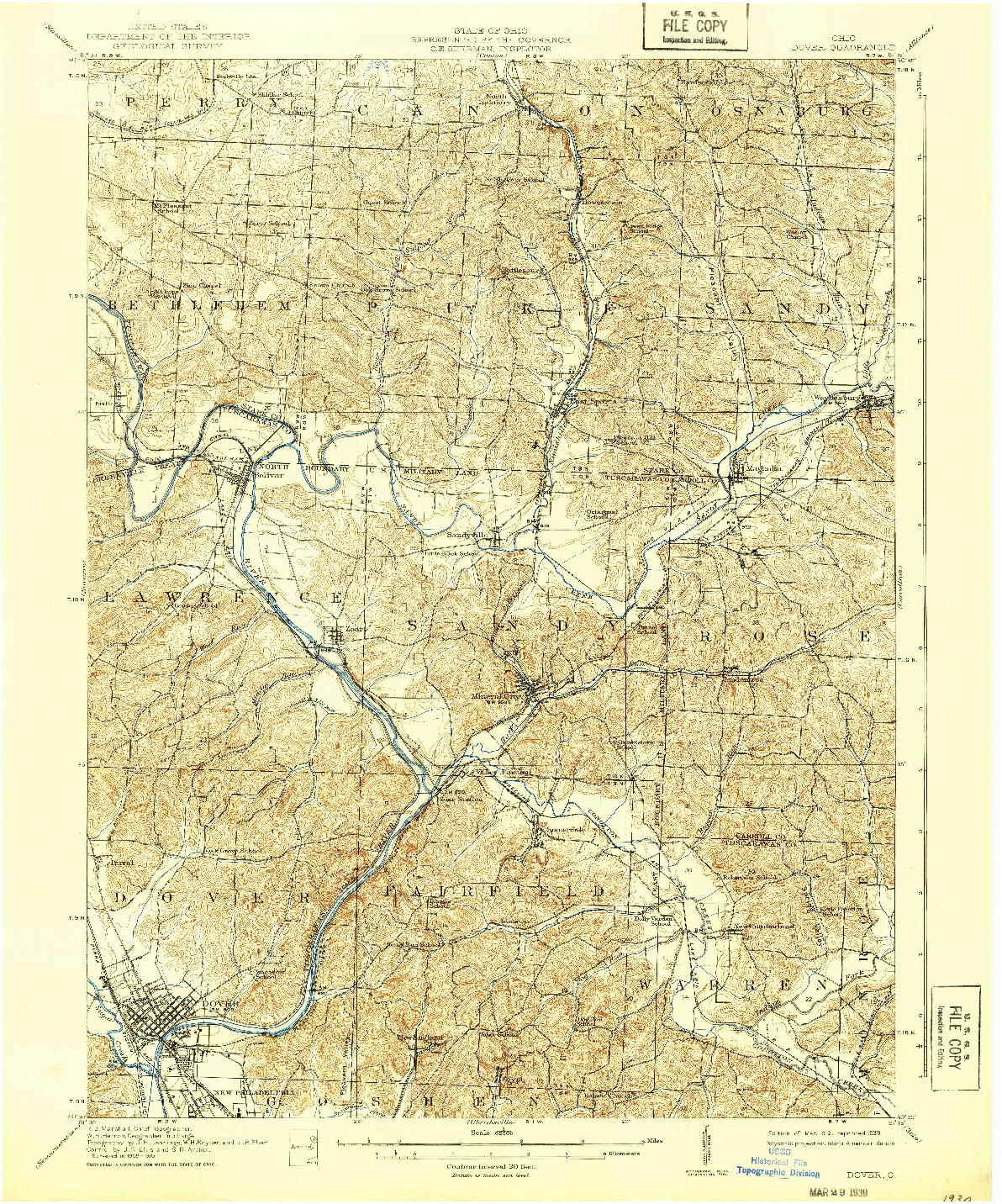 USGS 1:62500-SCALE QUADRANGLE FOR DOVER, OH 1912