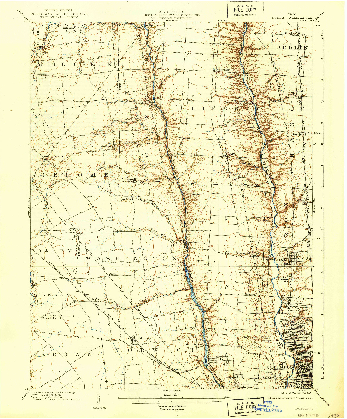 USGS 1:62500-SCALE QUADRANGLE FOR DUBLIN, OH 1903