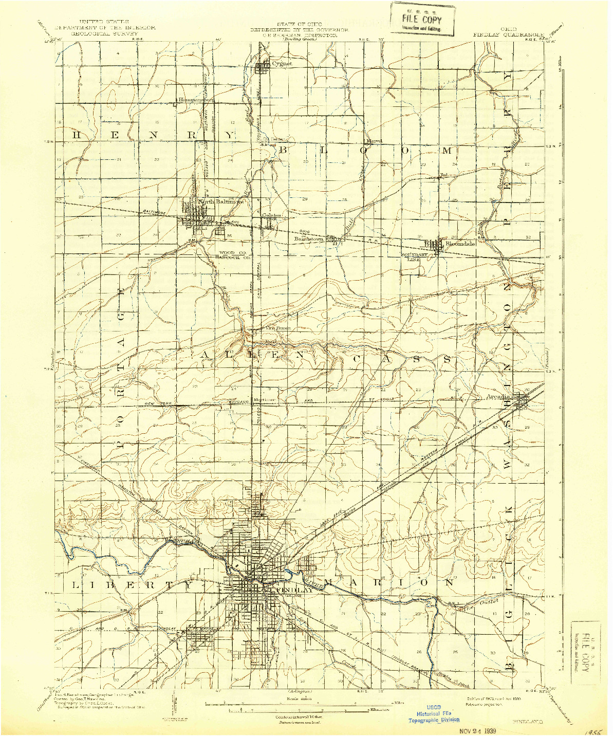 USGS 1:62500-SCALE QUADRANGLE FOR FINDLAY, OH 1903