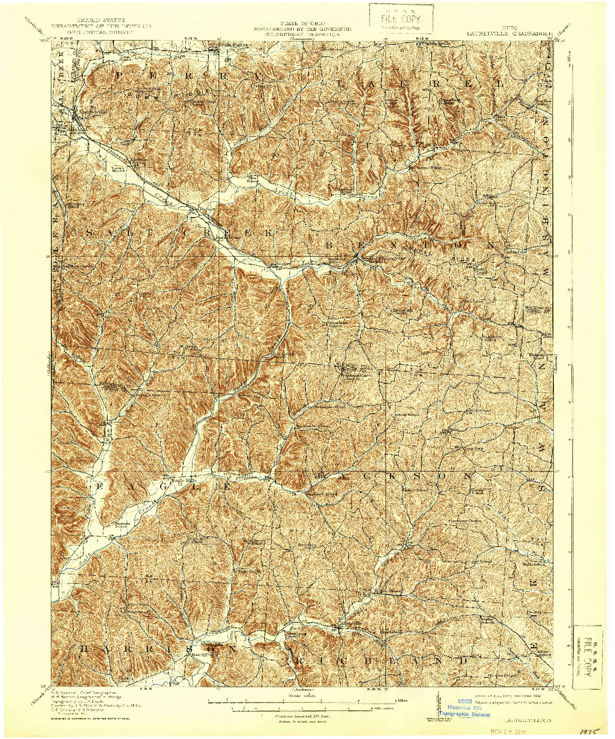 USGS 1:62500-SCALE QUADRANGLE FOR LAURELVILLE, OH 1912