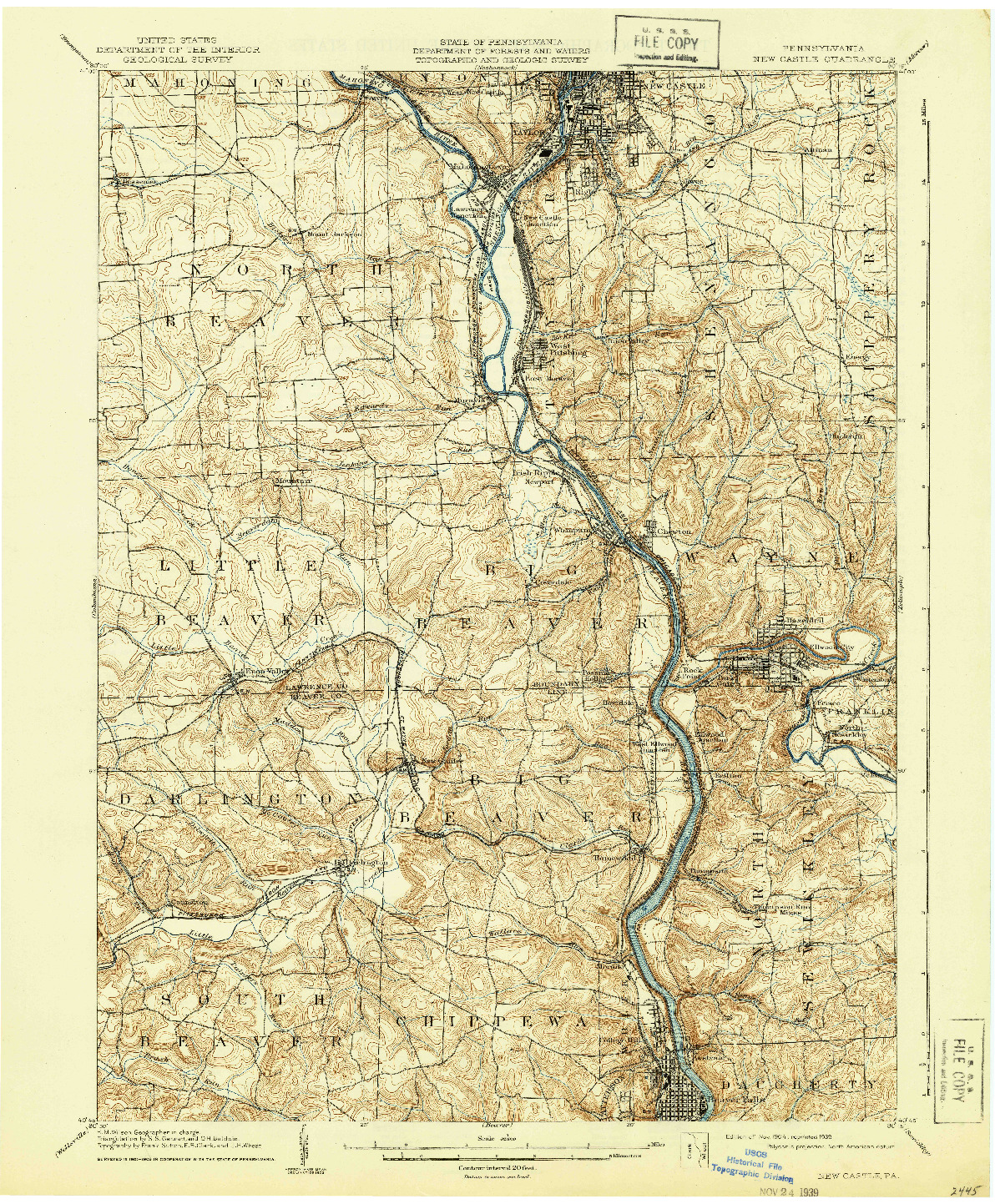 USGS 1:62500-SCALE QUADRANGLE FOR NEW CASTLE, PA 1904