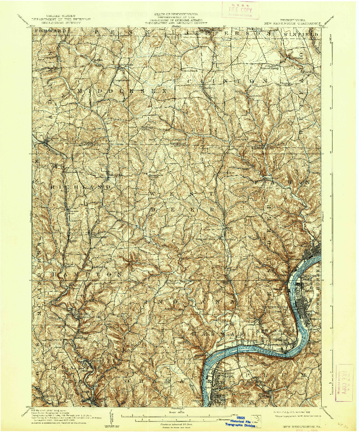 USGS 1:62500-SCALE QUADRANGLE FOR NEW KENSINGTON, PA 1910