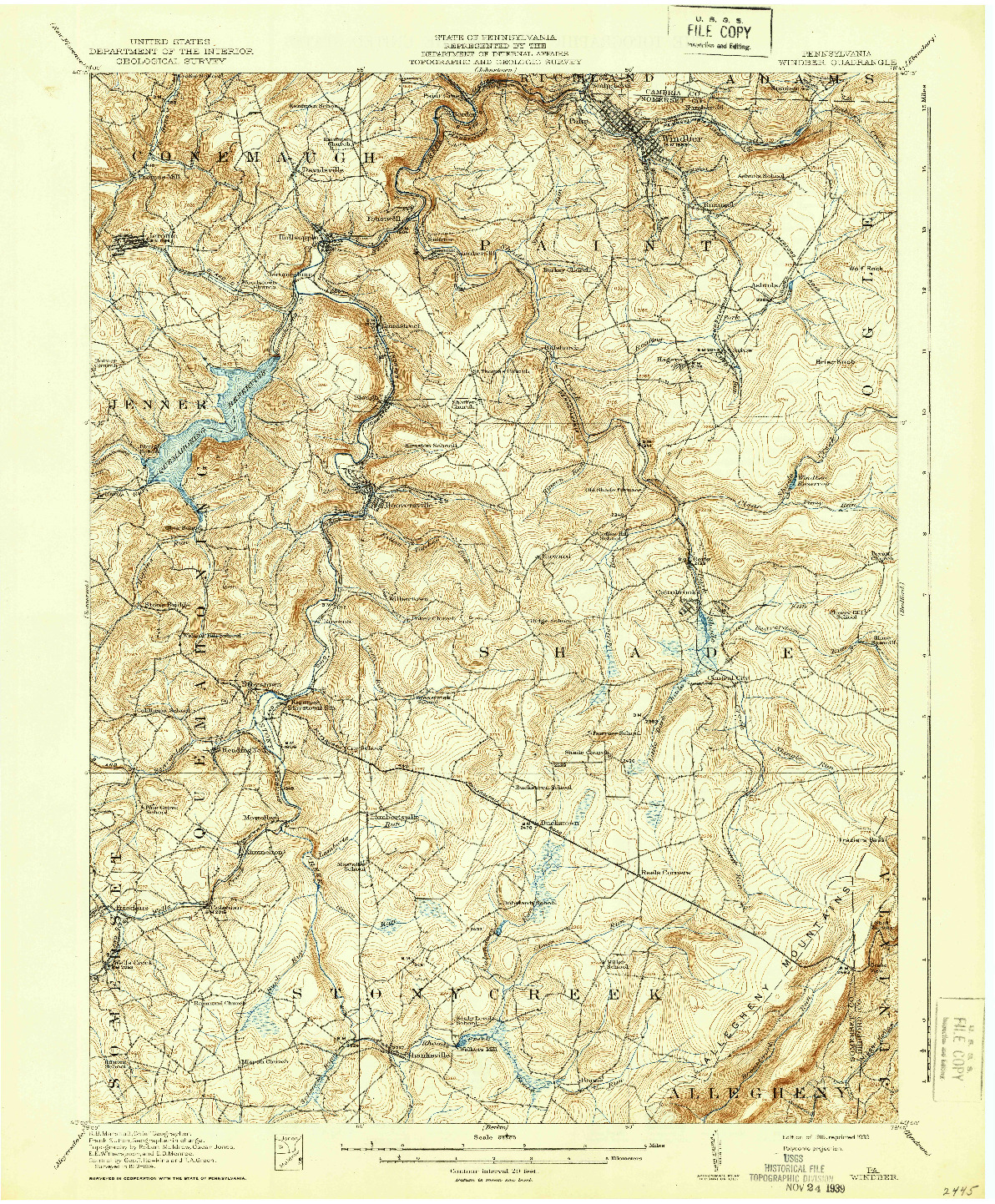 USGS 1:62500-SCALE QUADRANGLE FOR WINDBER, PA 1916