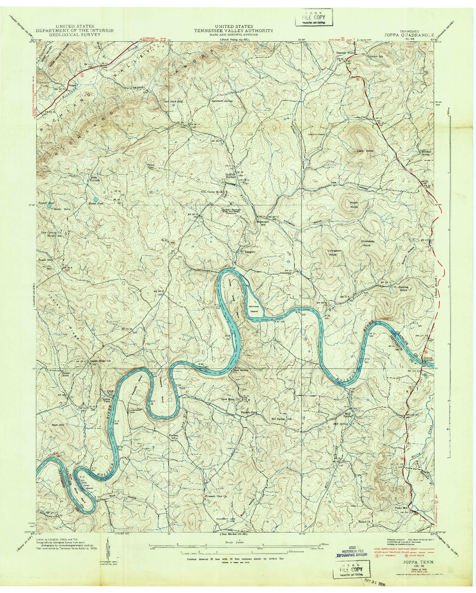 USGS 1:24000-SCALE QUADRANGLE FOR JOPPA, TN 1939