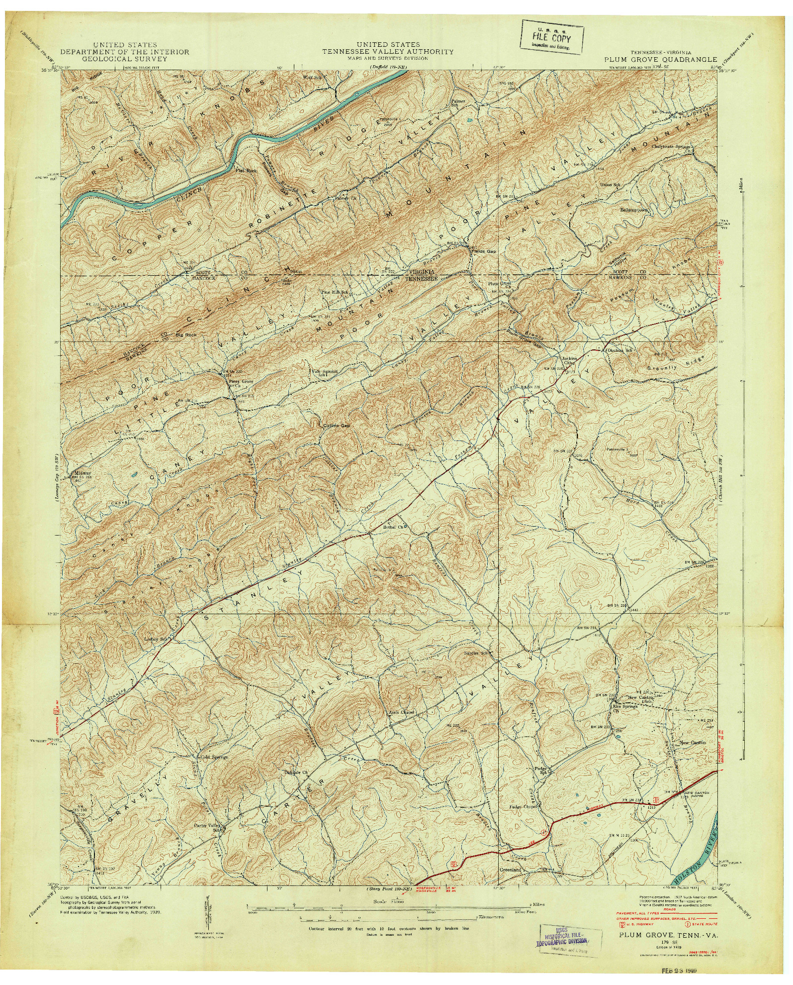 USGS 1:24000-SCALE QUADRANGLE FOR PLUM GROVE, TN 1939