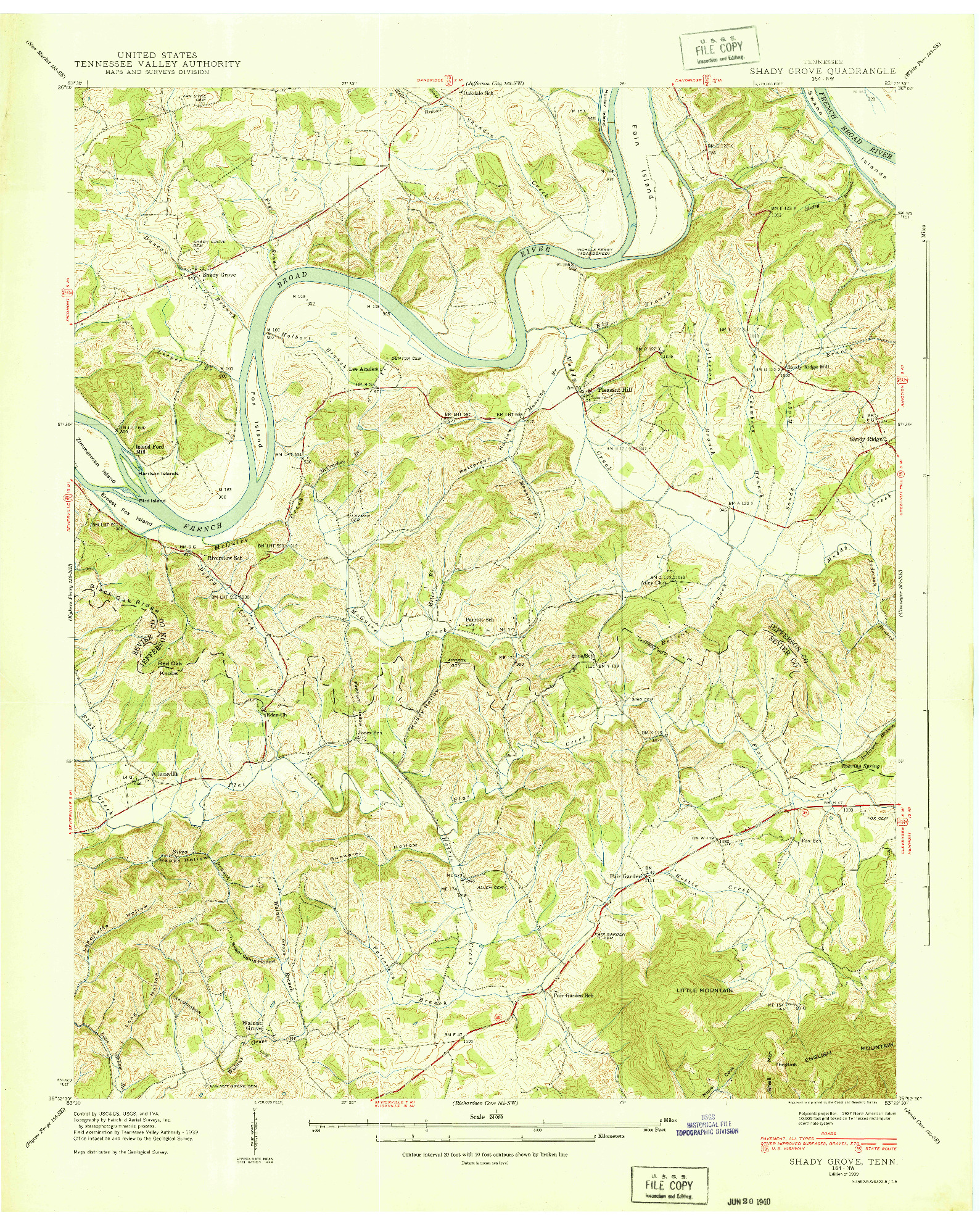 USGS 1:24000-SCALE QUADRANGLE FOR SHADY GROVE, TN 1939