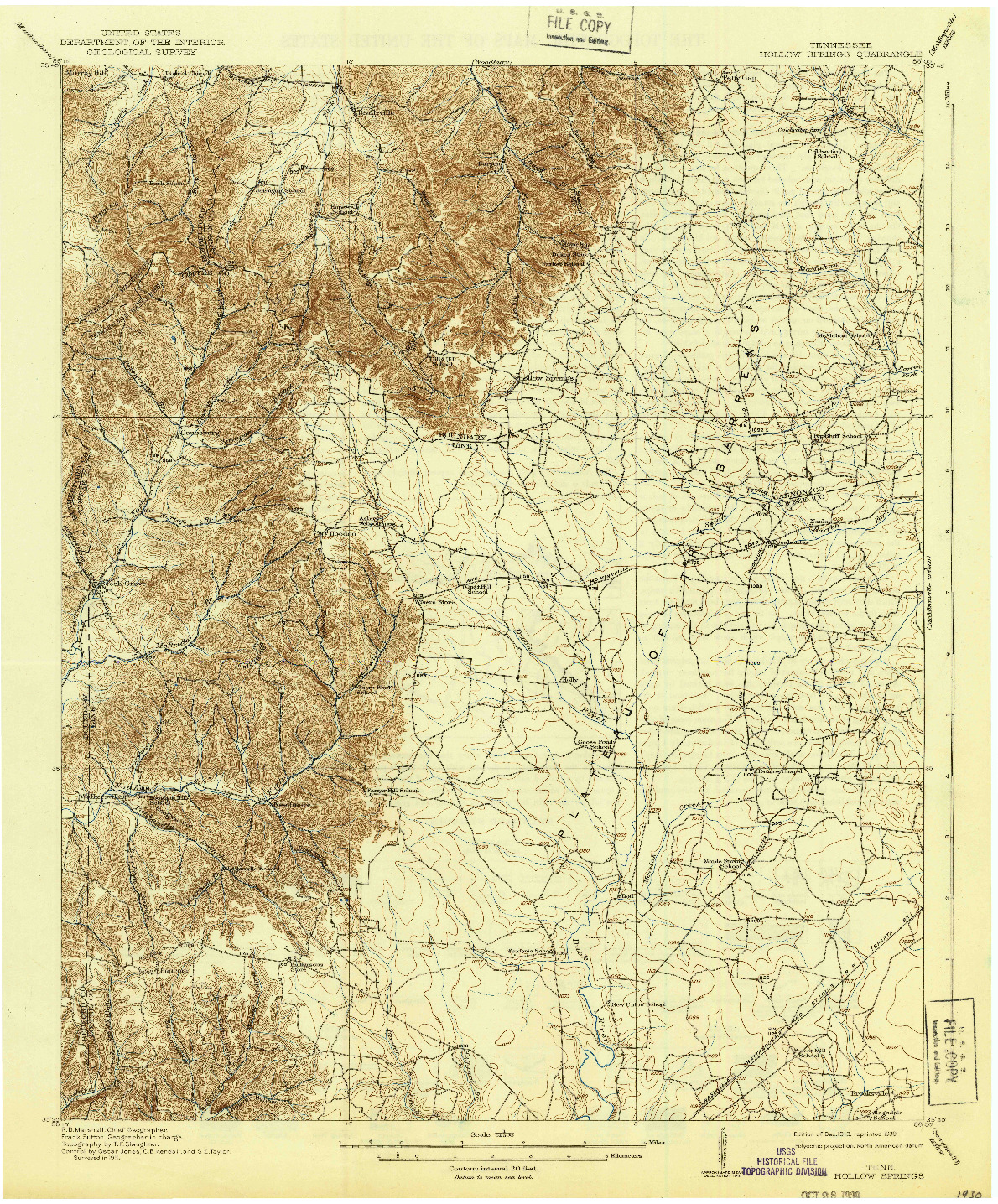 USGS 1:62500-SCALE QUADRANGLE FOR HOLLOW SPRINGS, TN 1913