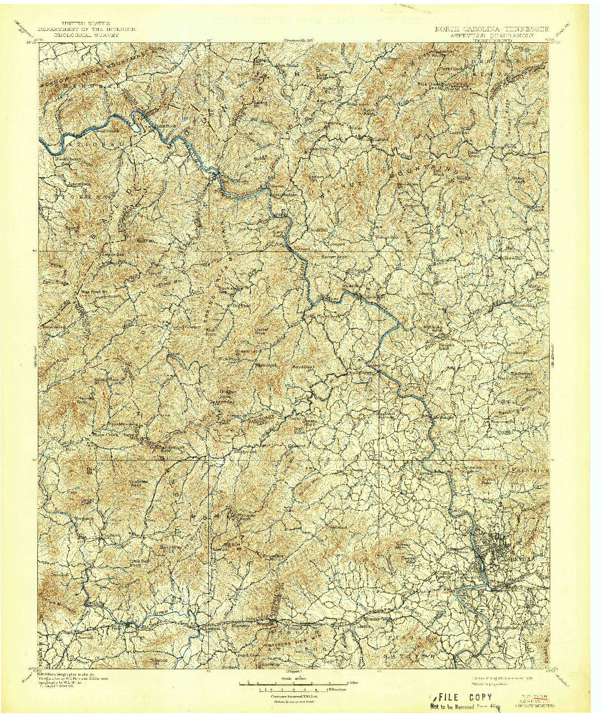 USGS 1:125000-SCALE QUADRANGLE FOR ASHEVILLE, TN 1901