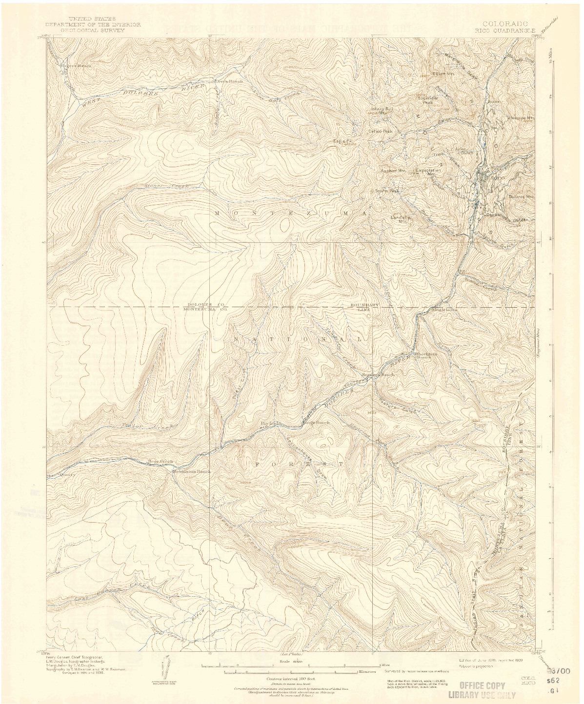 USGS 1:62500-SCALE QUADRANGLE FOR RICO, CO 1899