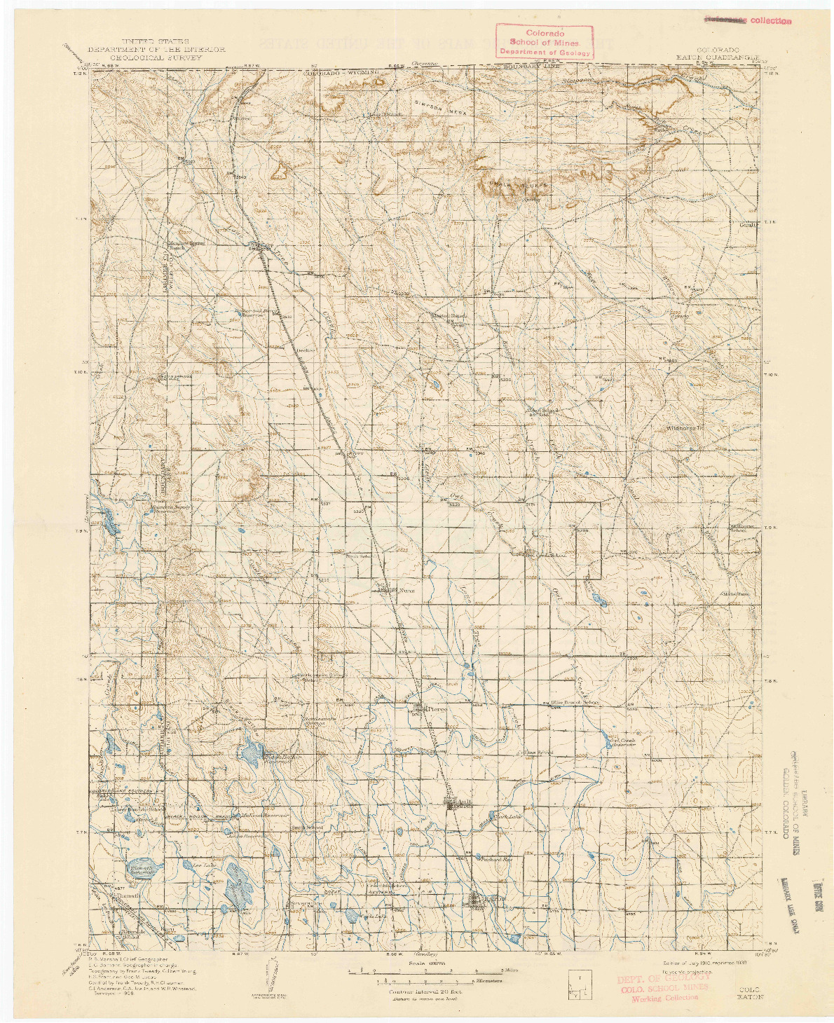 USGS 1:125000-SCALE QUADRANGLE FOR EATON, CO 1910