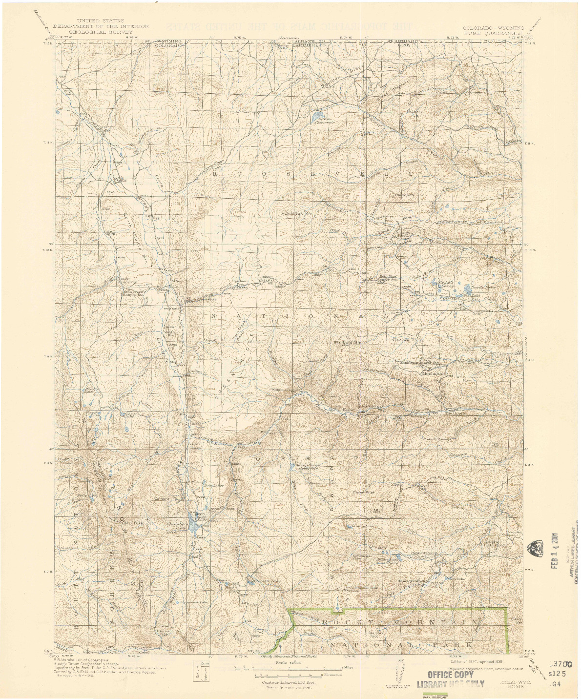 USGS 1:125000-SCALE QUADRANGLE FOR HOME, CO 1920