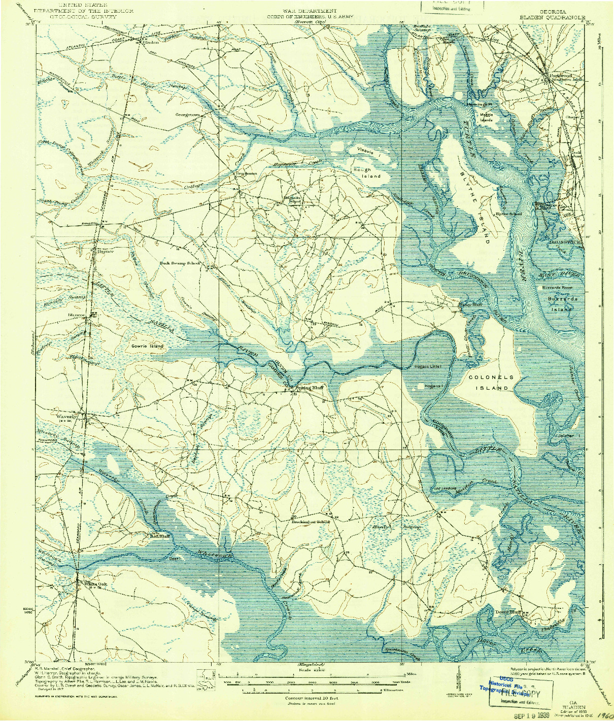 USGS 1:62500-SCALE QUADRANGLE FOR BLADEN, GA 1939