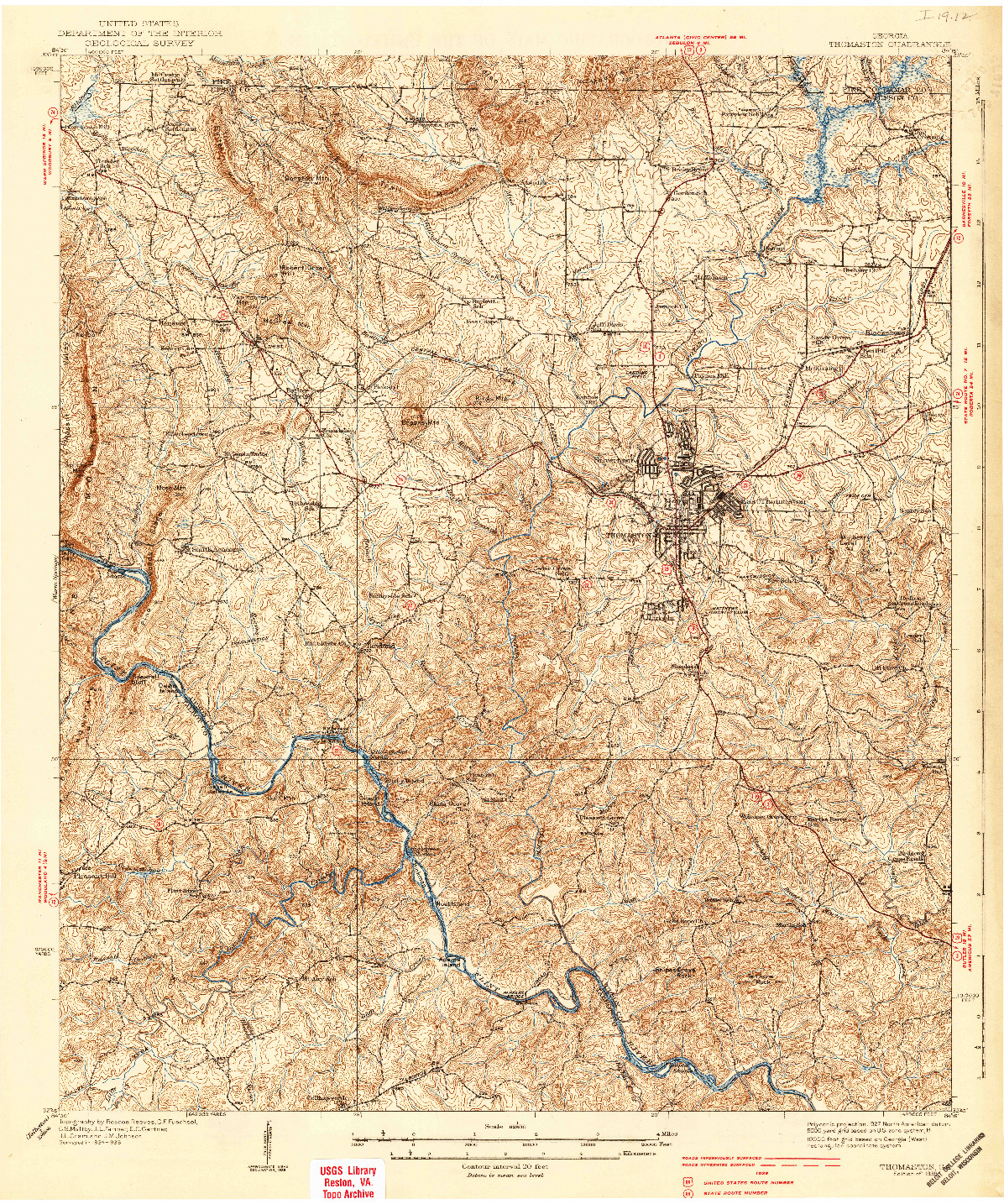 USGS 1:62500-SCALE QUADRANGLE FOR THOMASTON, GA 1939