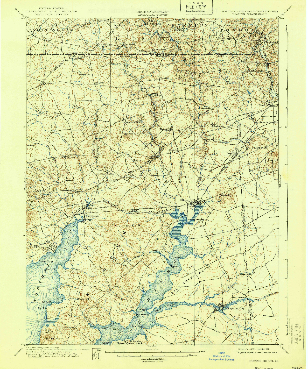USGS 1:62500-SCALE QUADRANGLE FOR ELKTON, MD 1900