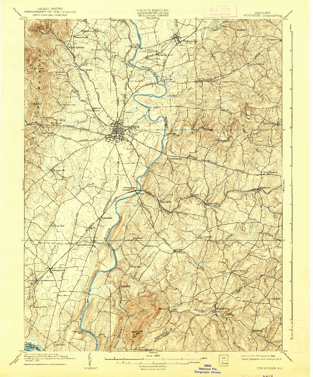 USGS 1:62500-SCALE QUADRANGLE FOR FREDERICK, MD 1909