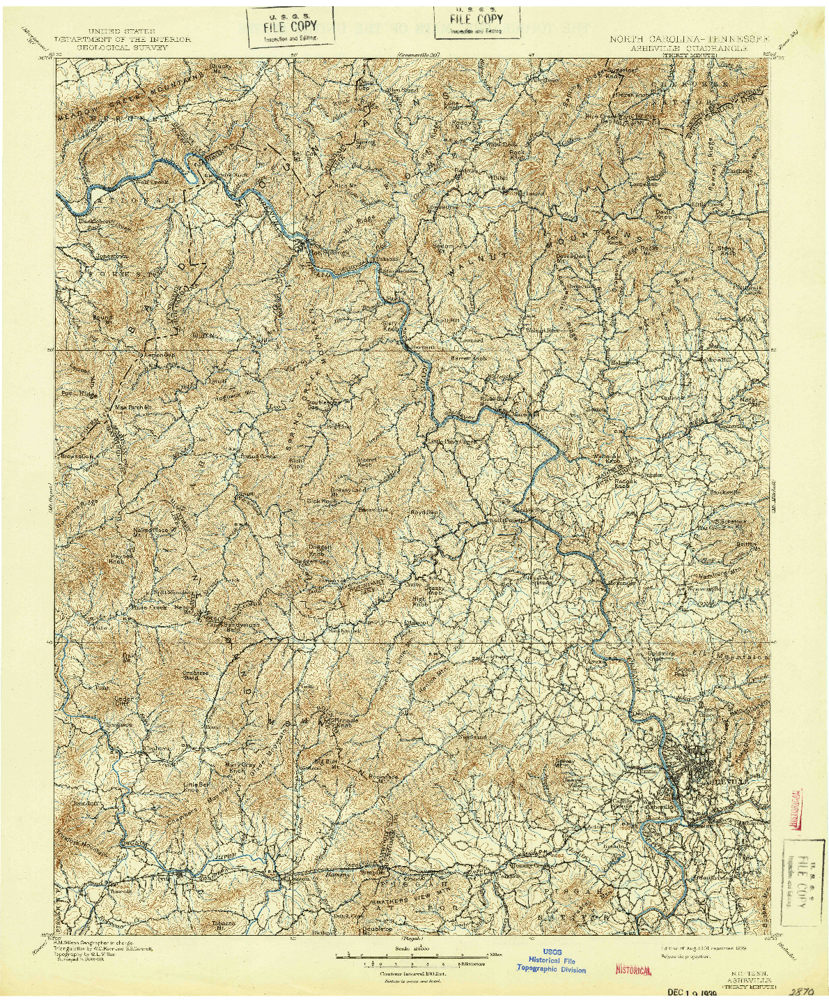 USGS 1:125000-SCALE QUADRANGLE FOR ASHEVILLE, NC 1901