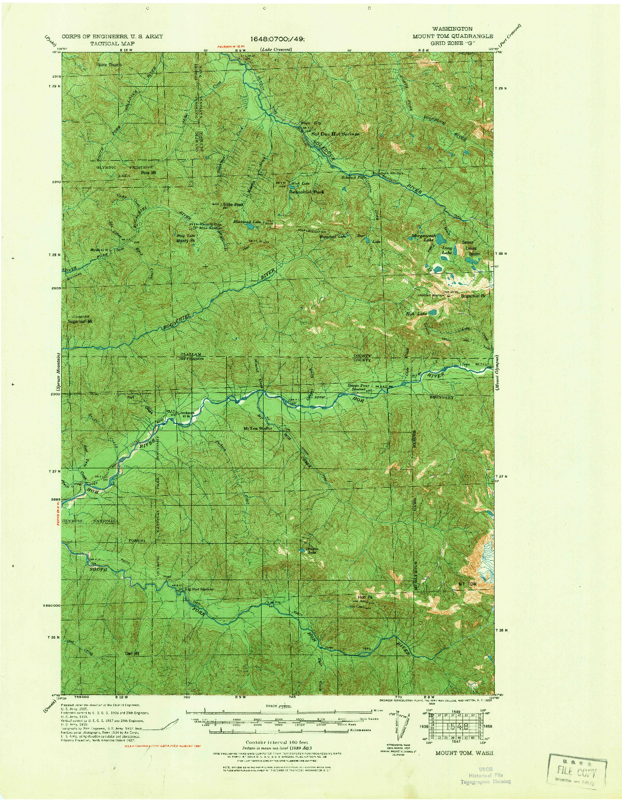 USGS 1:62500-SCALE QUADRANGLE FOR MOUNT TOM, WA 1939