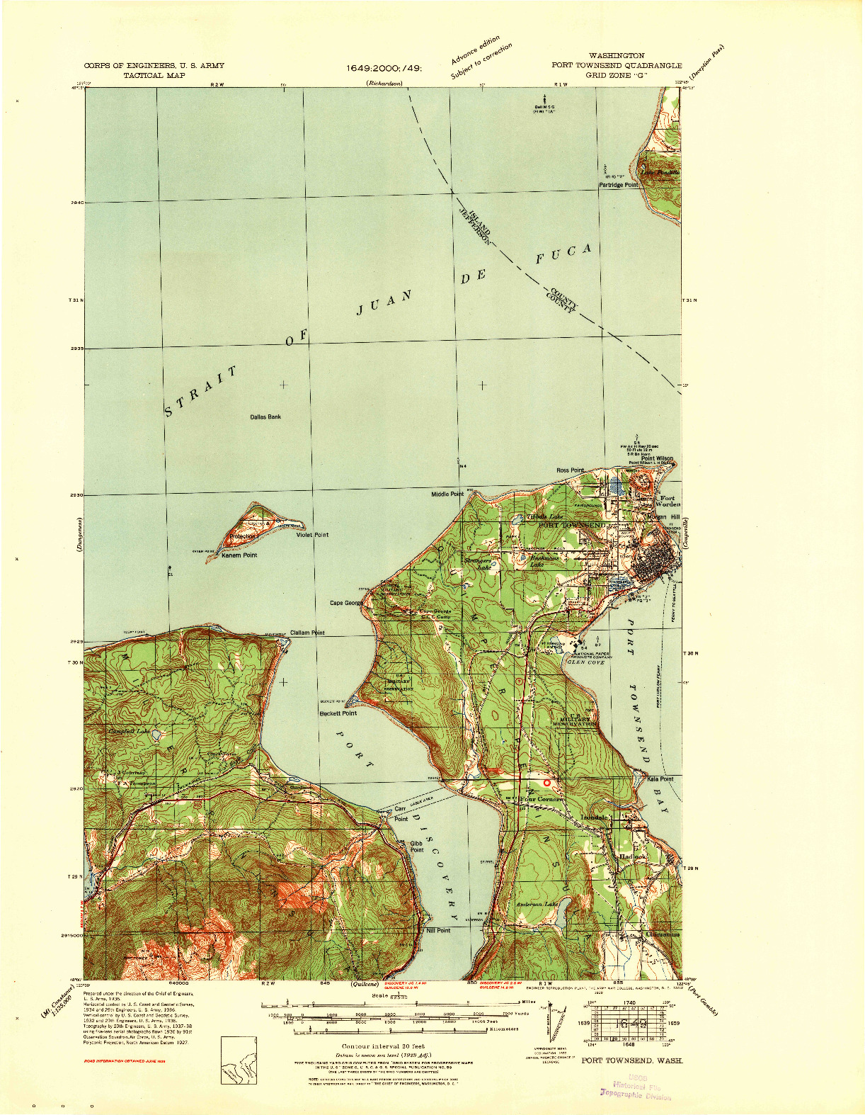 USGS 1:62500-SCALE QUADRANGLE FOR PORT TOWNSEND, WA 1939