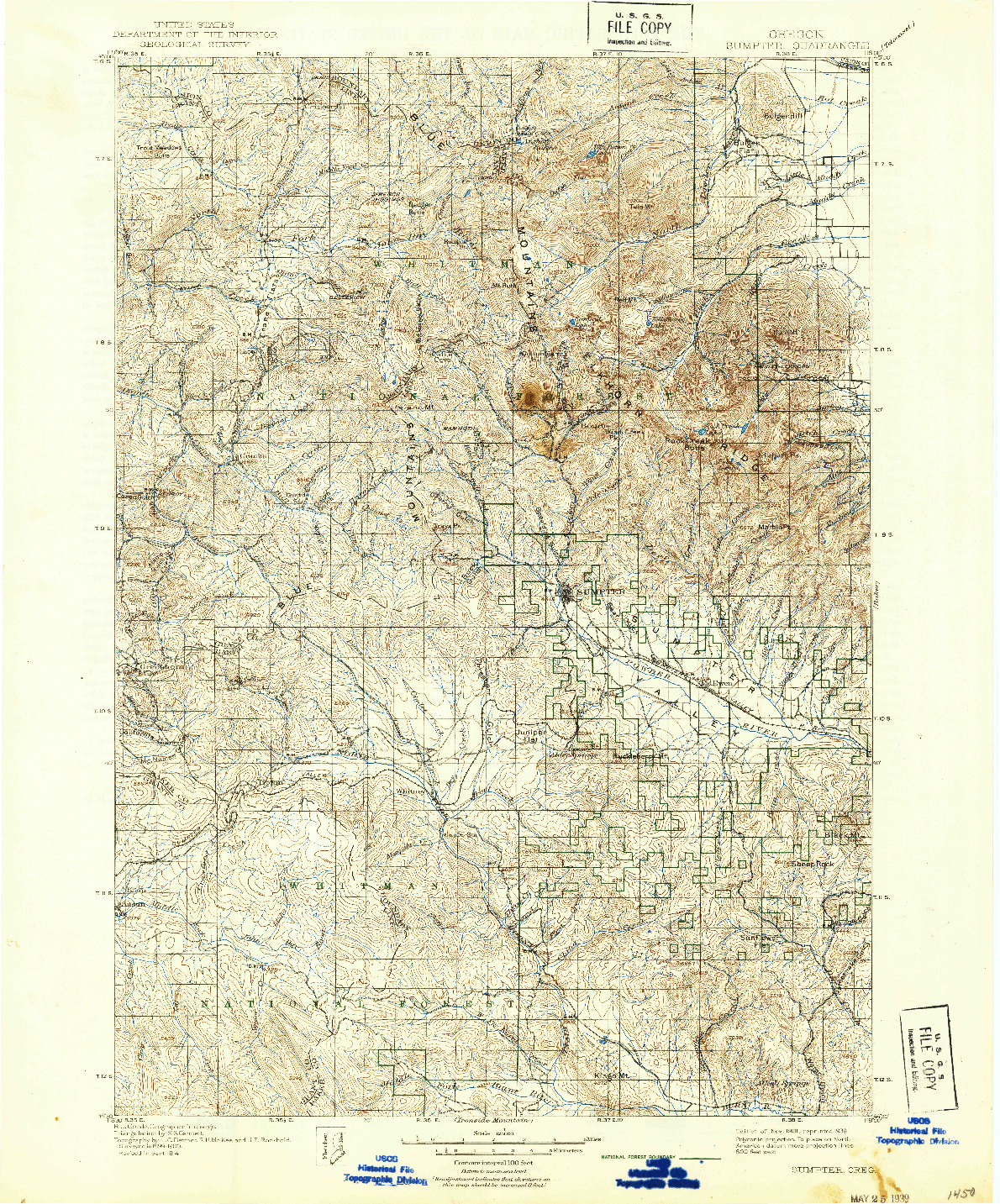 USGS 1:125000-SCALE QUADRANGLE FOR SUMPTER, OR 1901