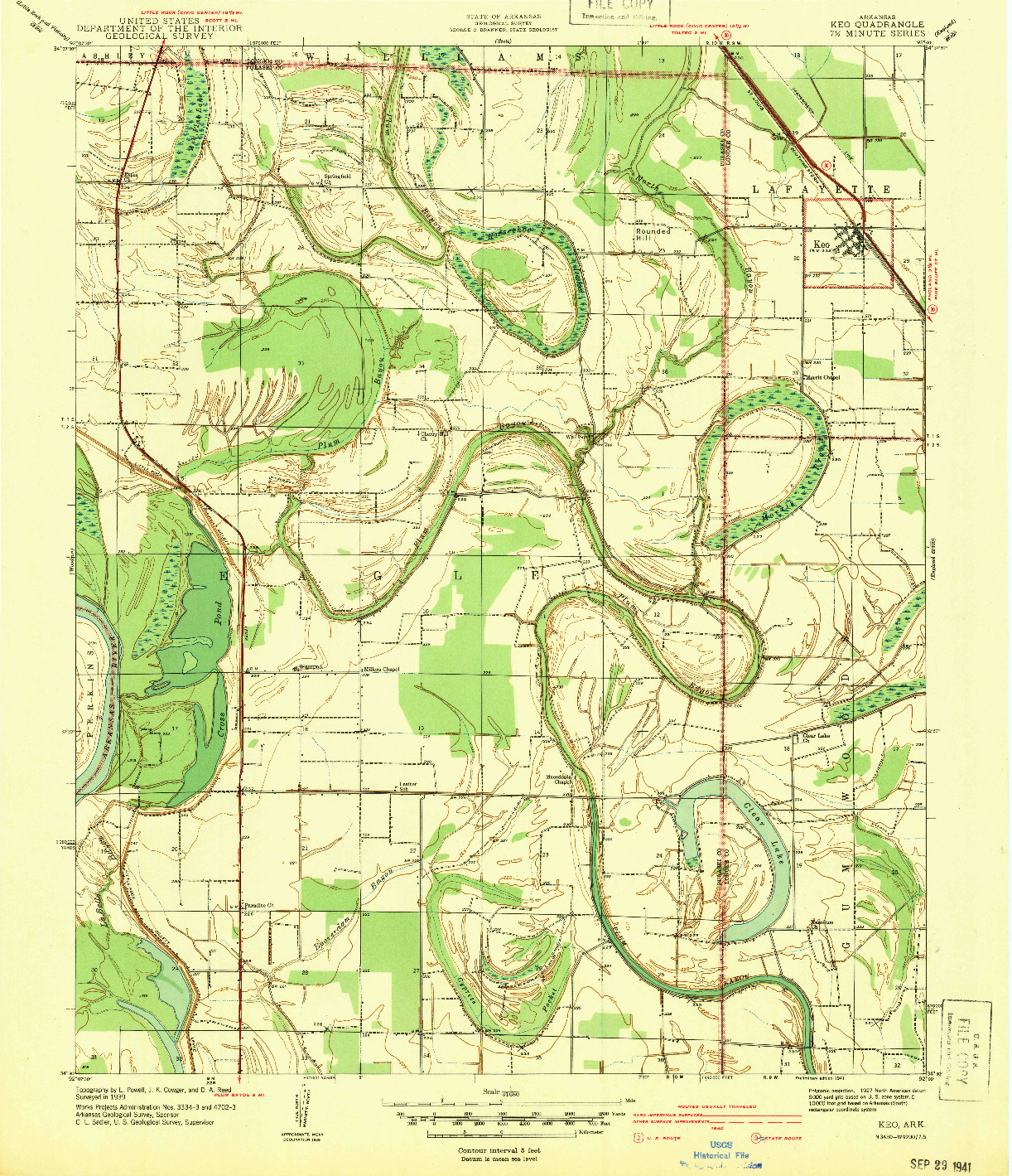 USGS 1:31680-SCALE QUADRANGLE FOR KEO, AR 1939