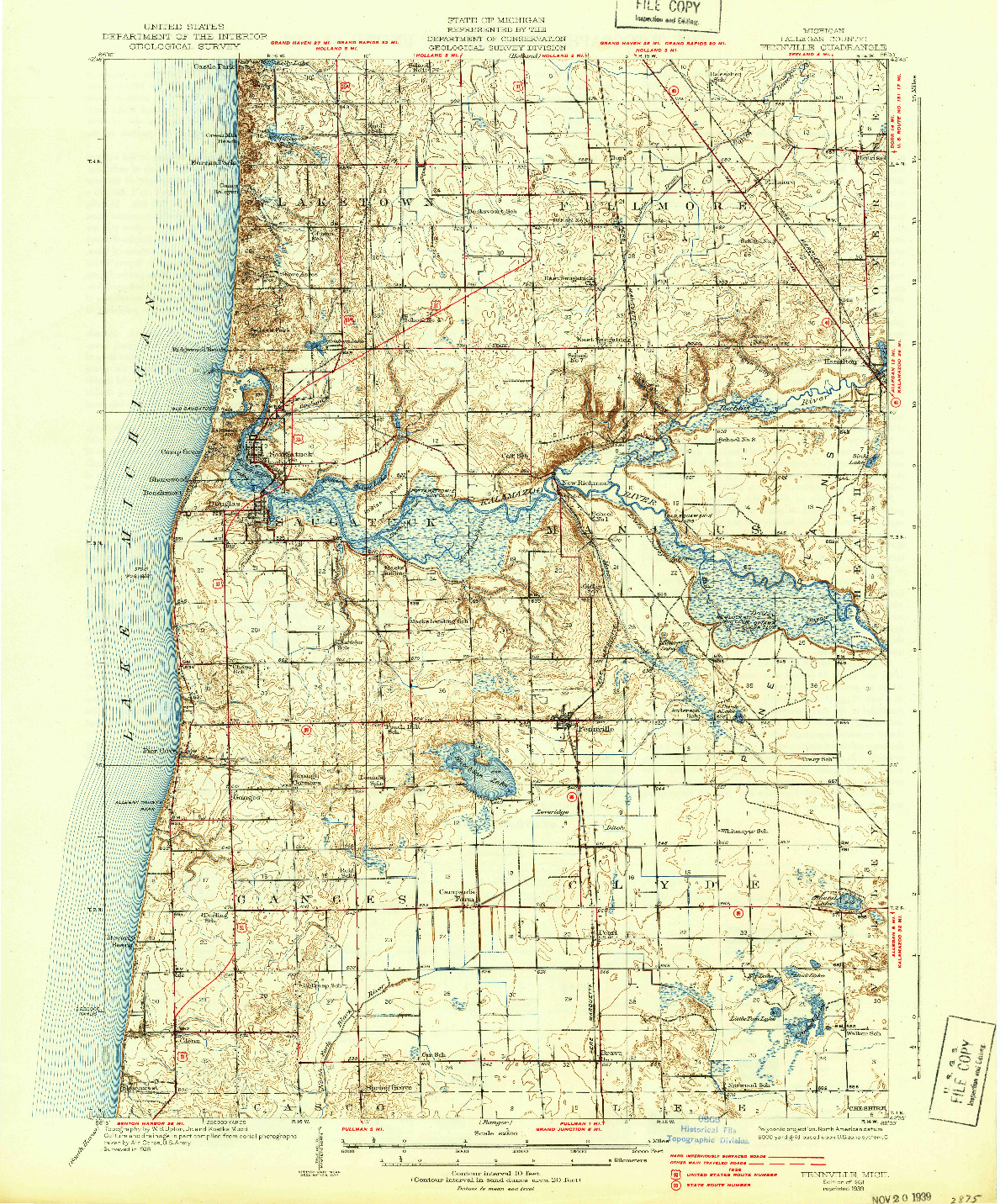USGS 1:62500-SCALE QUADRANGLE FOR FENNVILLE, MI 1931