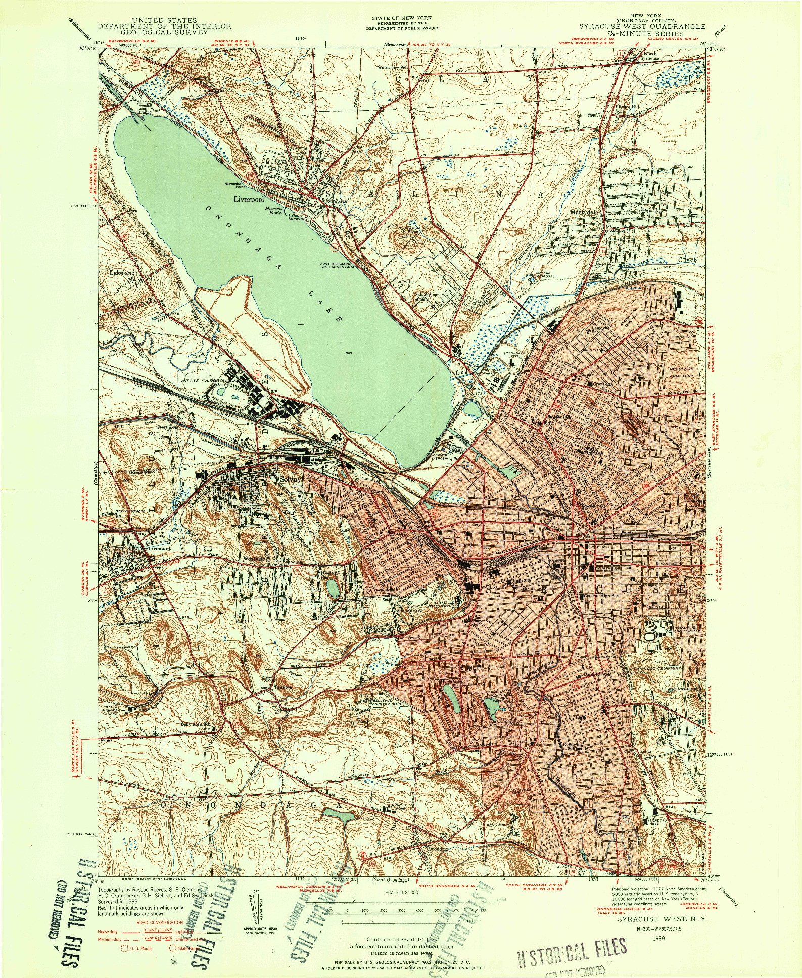 USGS 1:24000-SCALE QUADRANGLE FOR SYRACUSE WEST, NY 1939