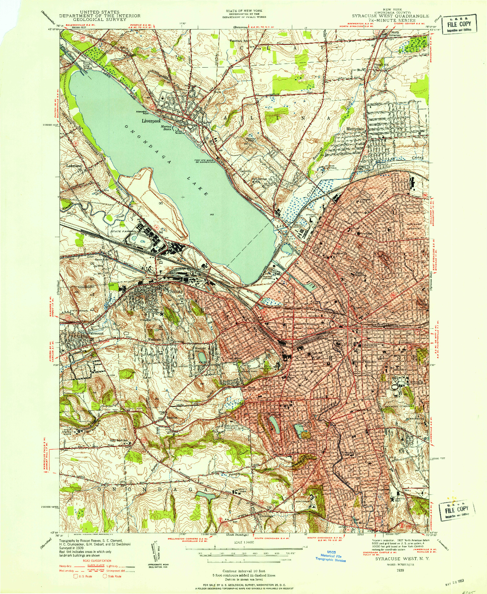 USGS 1:24000-SCALE QUADRANGLE FOR SYRACUSE WEST, NY 1939
