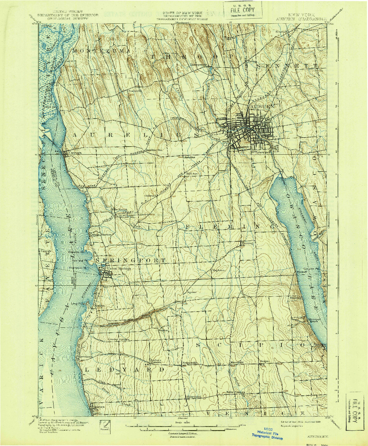 USGS 1:62500-SCALE QUADRANGLE FOR AUBURN, NY 1902