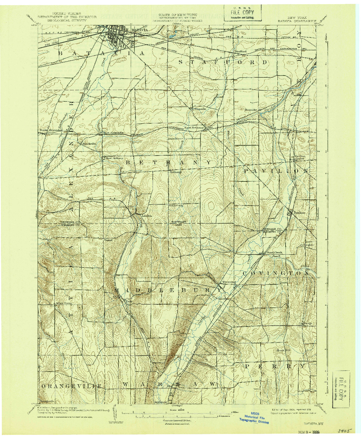 USGS 1:62500-SCALE QUADRANGLE FOR BATAVIA, NY 1904