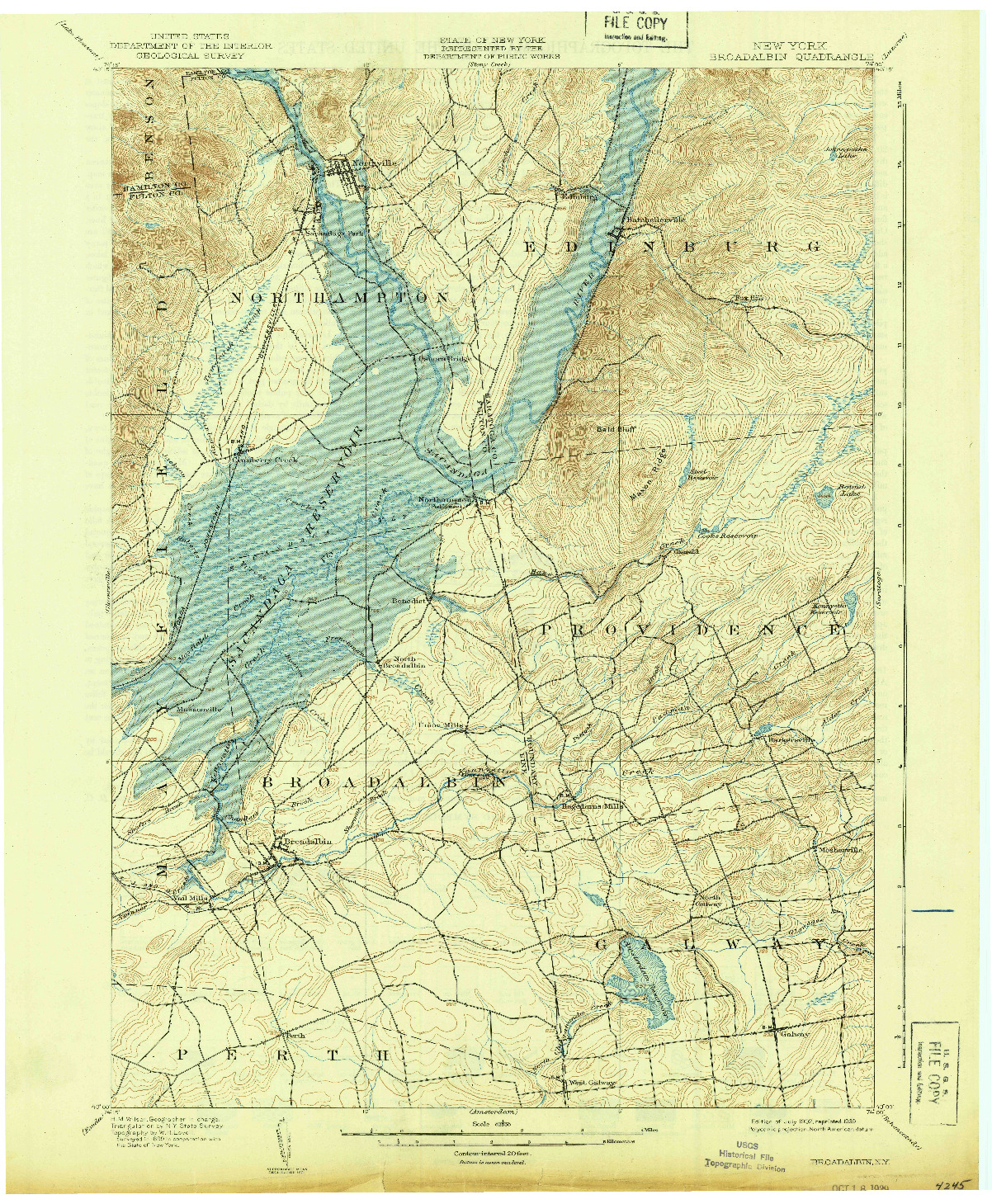 USGS 1:62500-SCALE QUADRANGLE FOR BROADALBIN, NY 1902