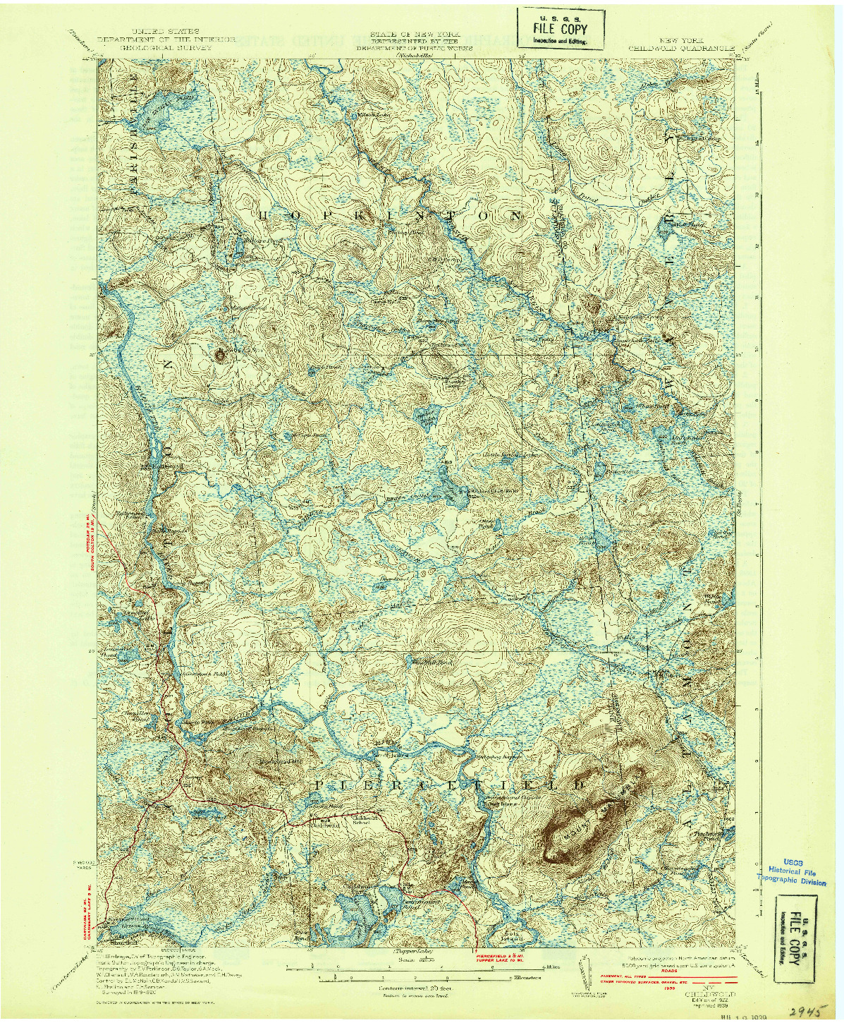 USGS 1:62500-SCALE QUADRANGLE FOR CHILDWOLD, NY 1922
