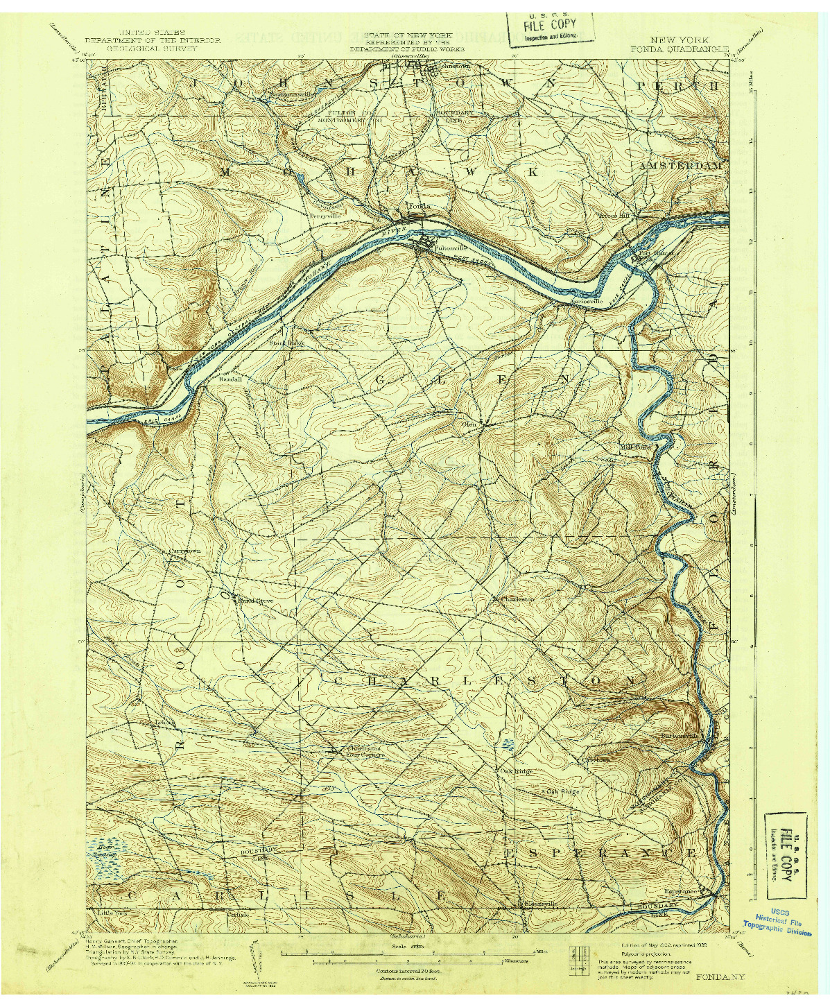 USGS 1:62500-SCALE QUADRANGLE FOR FONDA, NY 1902