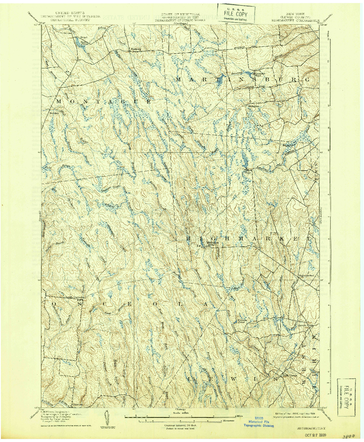 USGS 1:62500-SCALE QUADRANGLE FOR HIGHMARKET, NY 1906